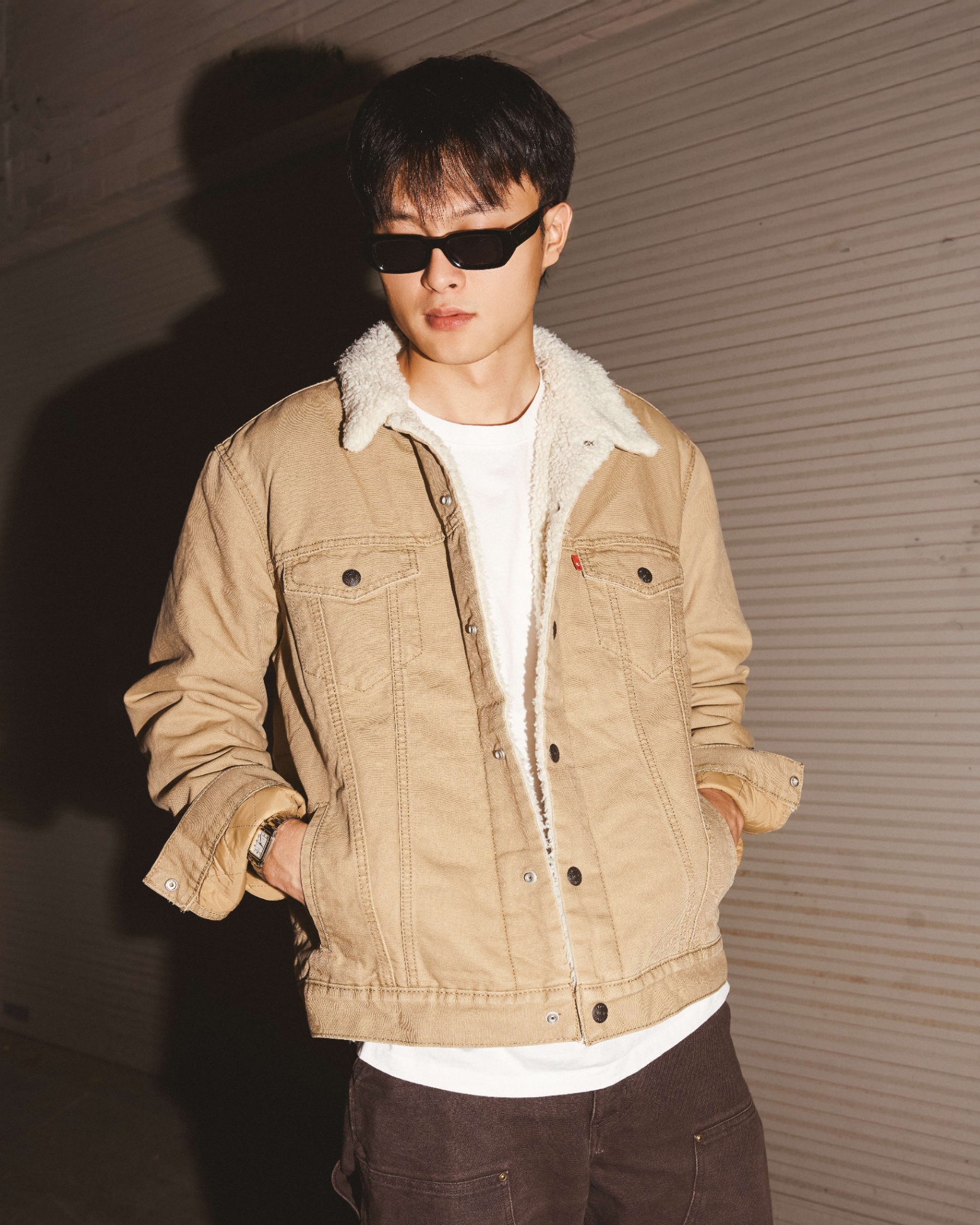 LEV TRUCKER FLEECE DENIM JACKET