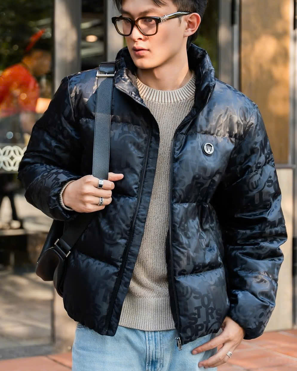 M.U LOGO JACQUARD DOWN JACKET