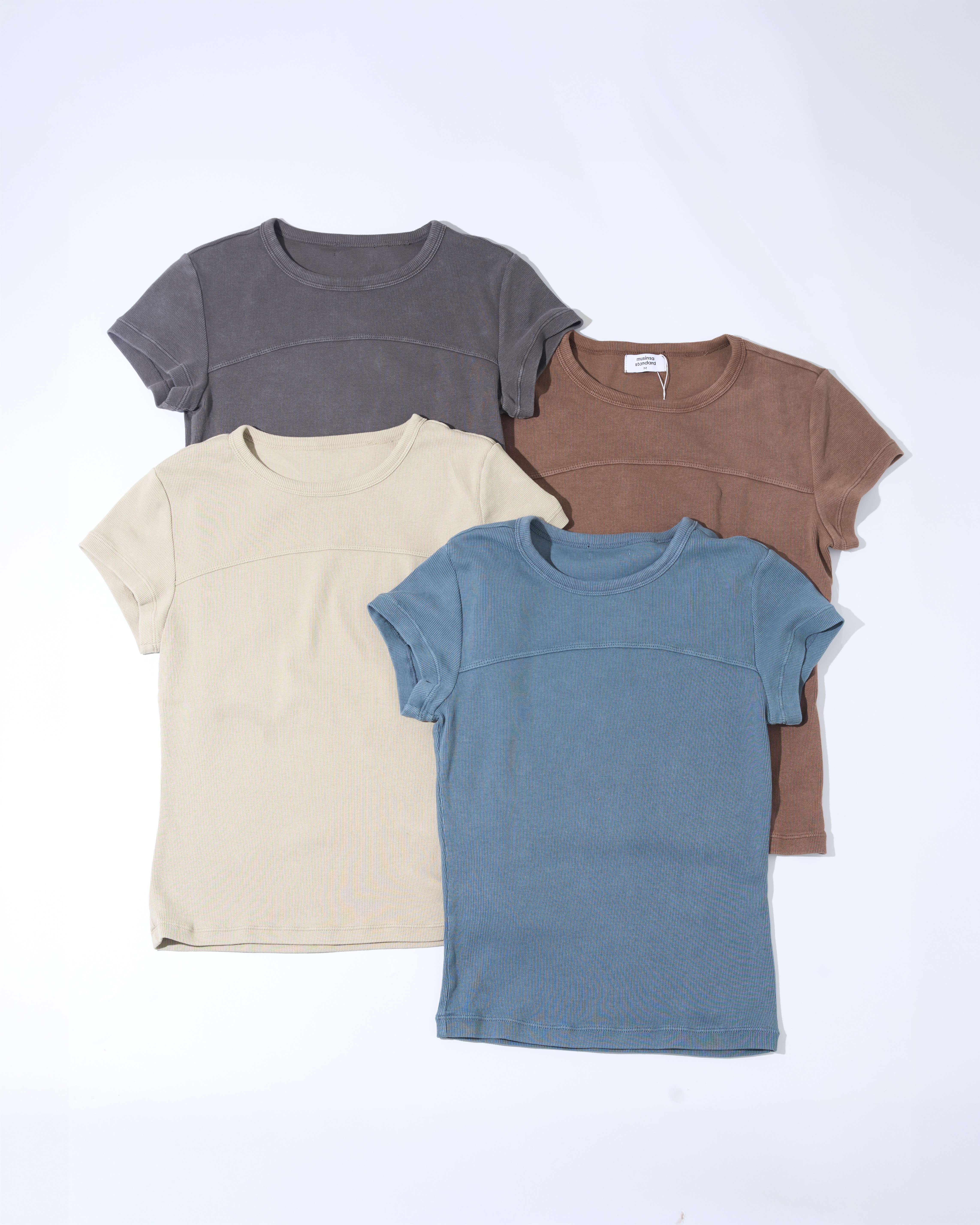 MSS RIBBED PIGMENT SLIM T-SHIRT