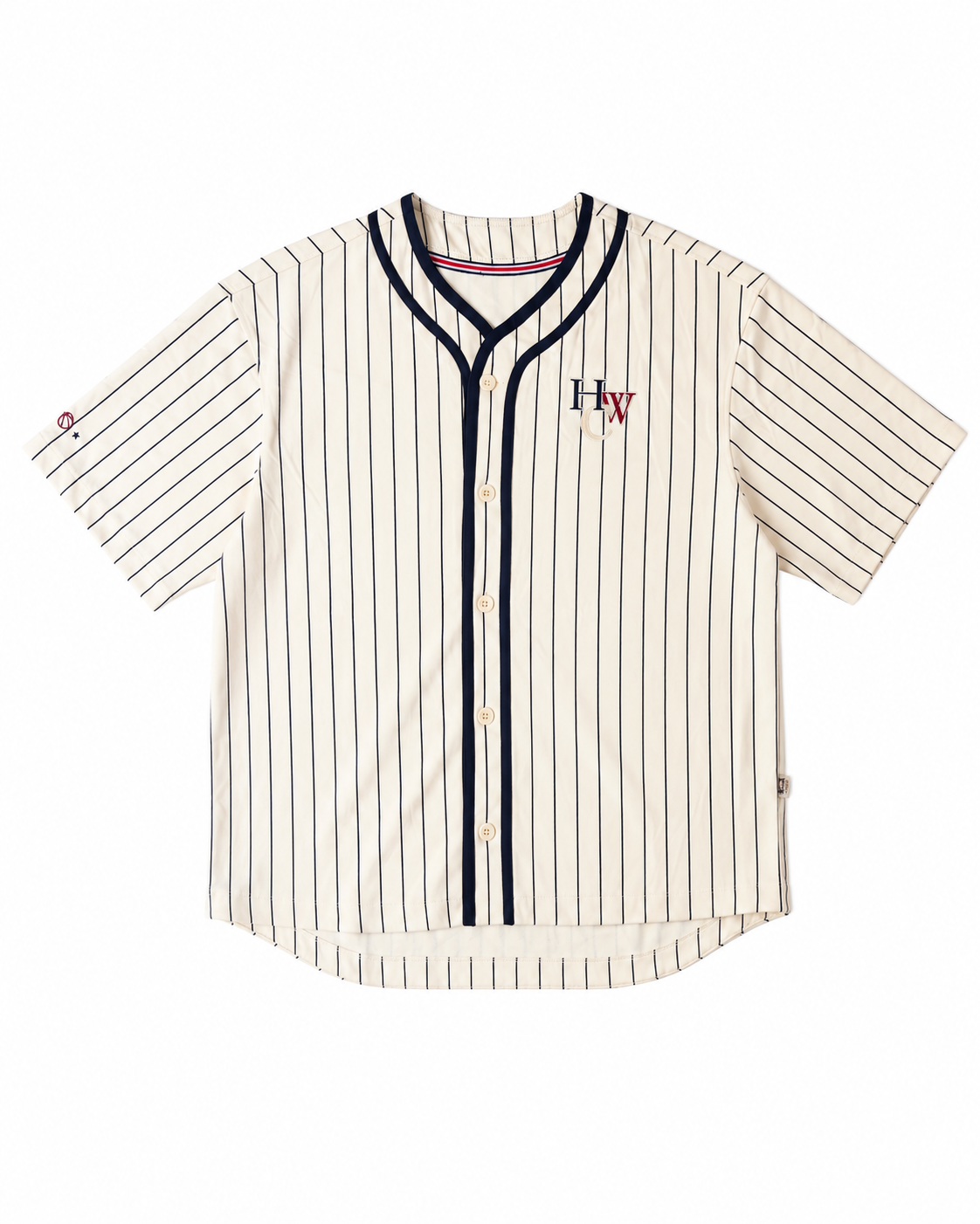 NB. A HWC STRIPED MESH BUTTON-UP JERSEY