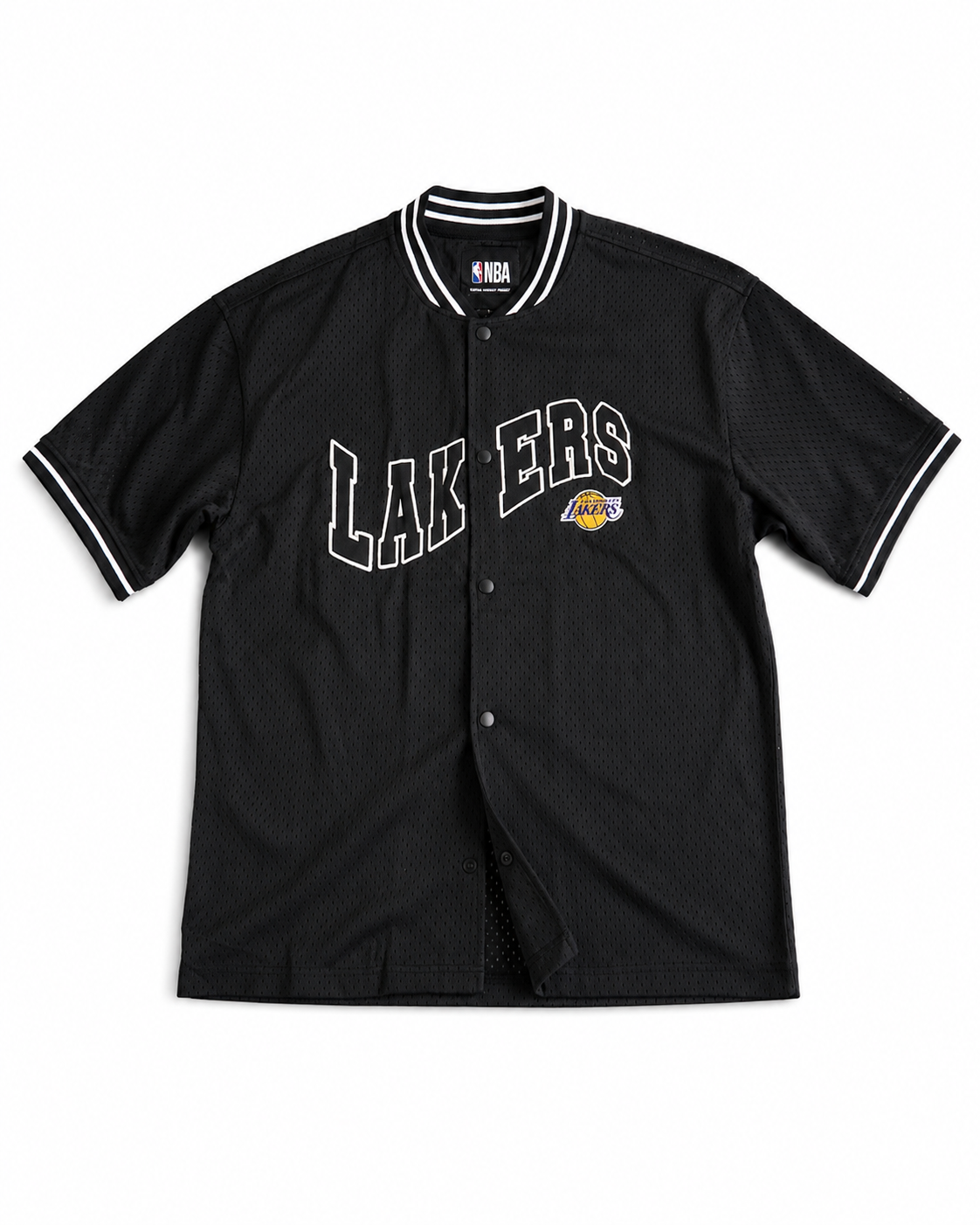 NB. A LAKERS MESH BUTTON-UP JERSEY