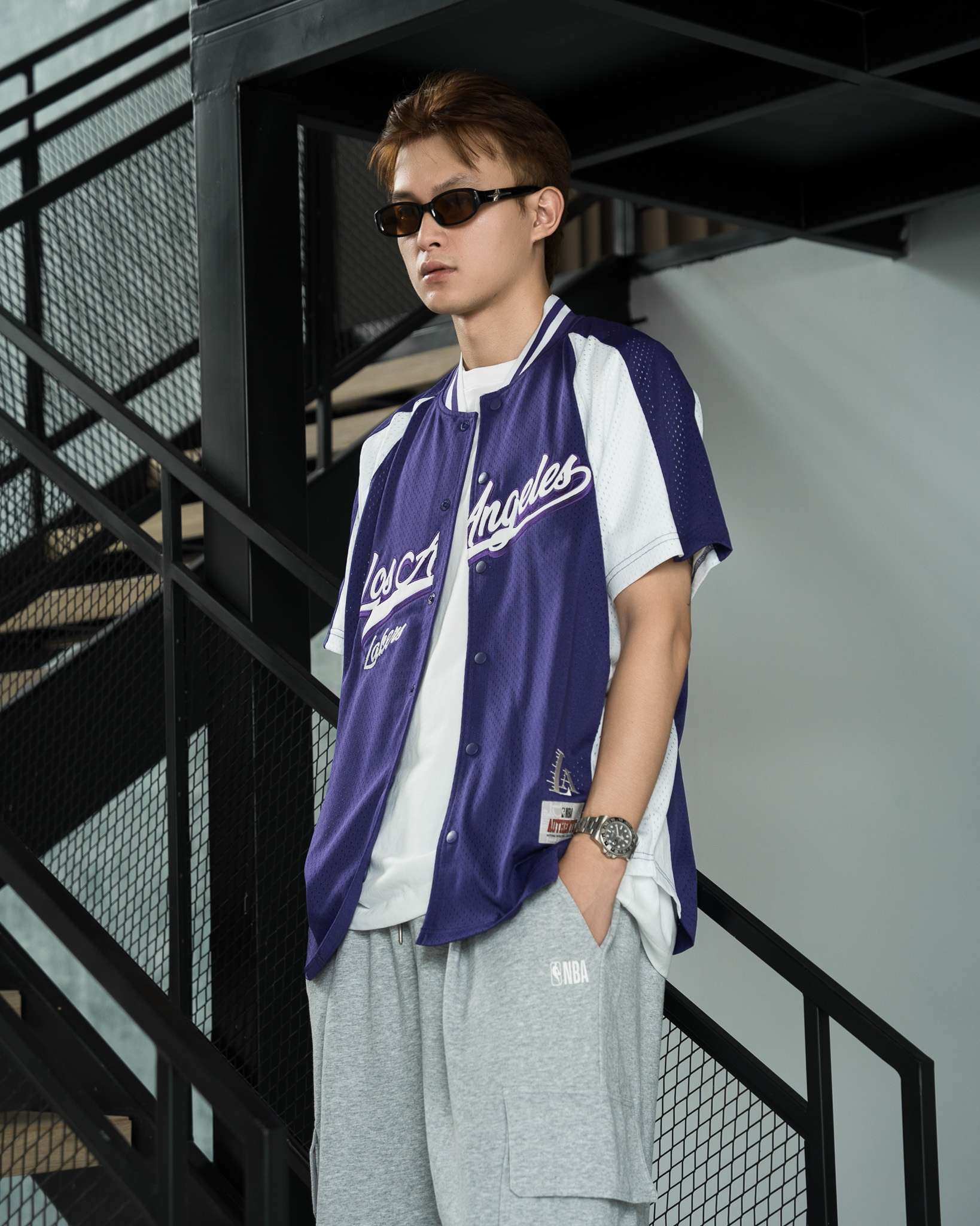 NB. A LOS ANGELES MESH BUTTON-UP JERSEY