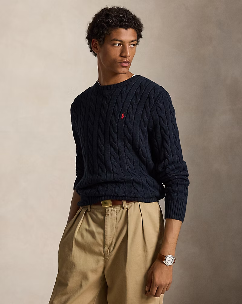 PO.LO RAL CABLE KNIT COTTON JUMPER SWEATER