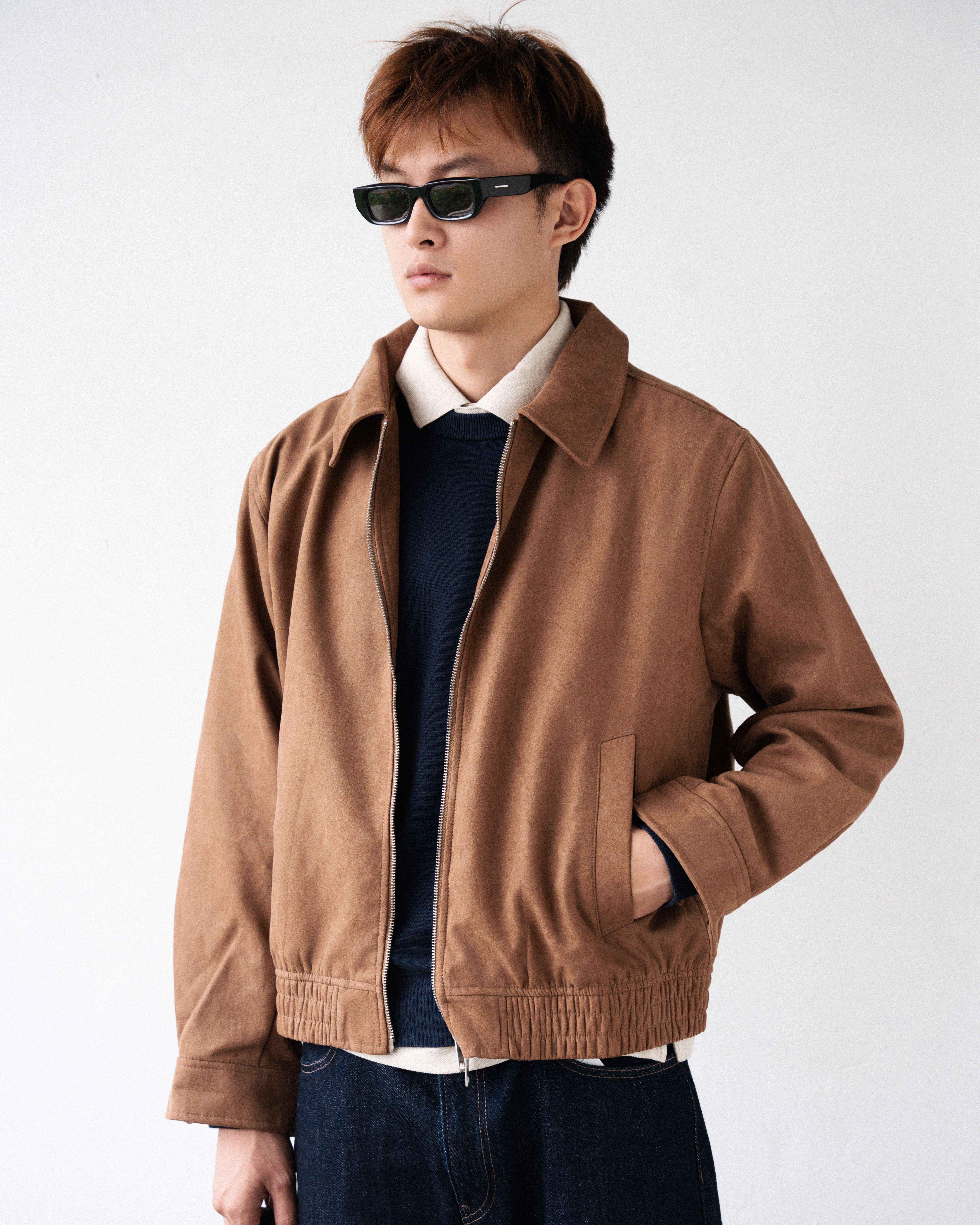 R STU SUEDE ZIP-UP JACKET