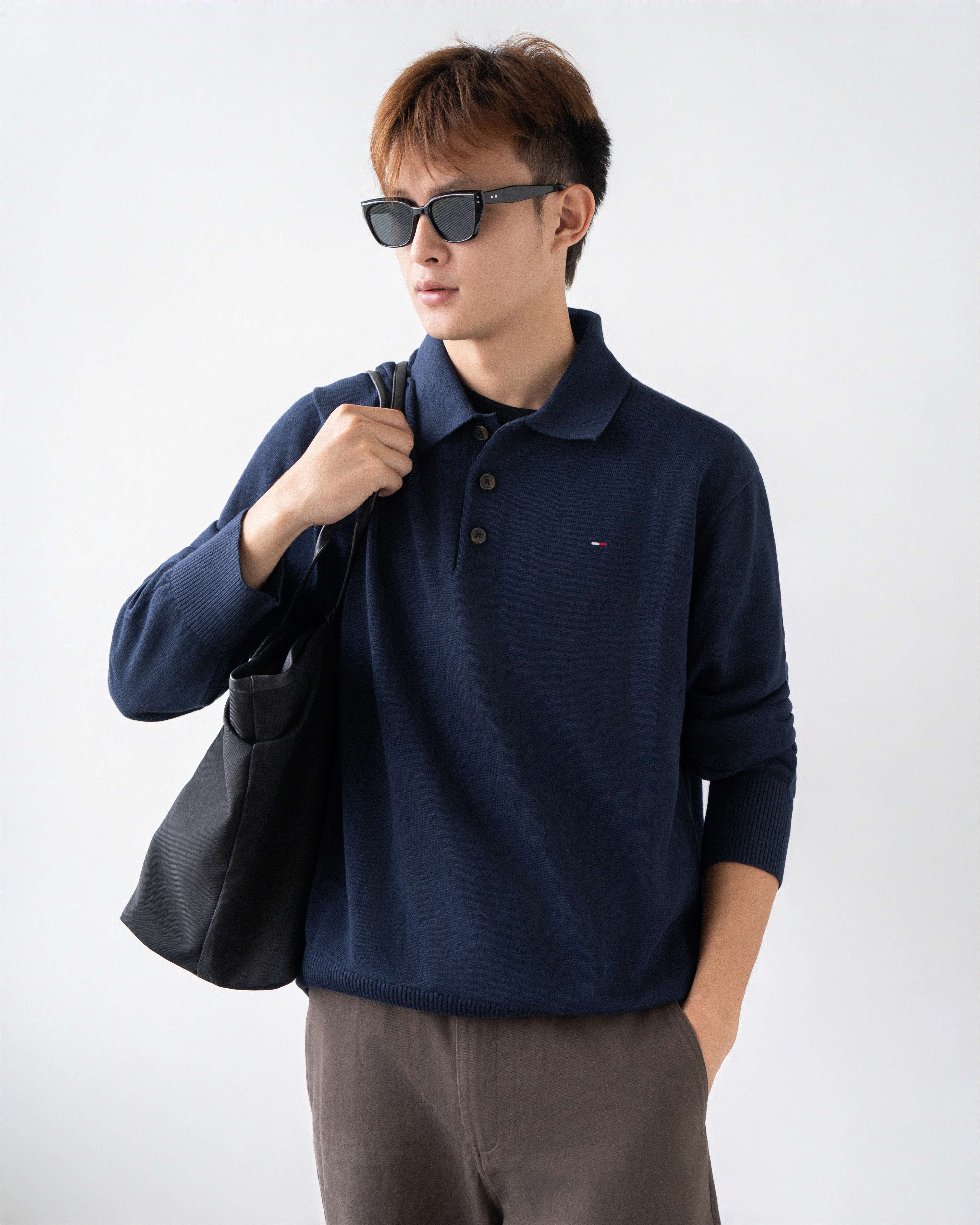TM BUTTON ICONIC LOGO POLO KNI.T