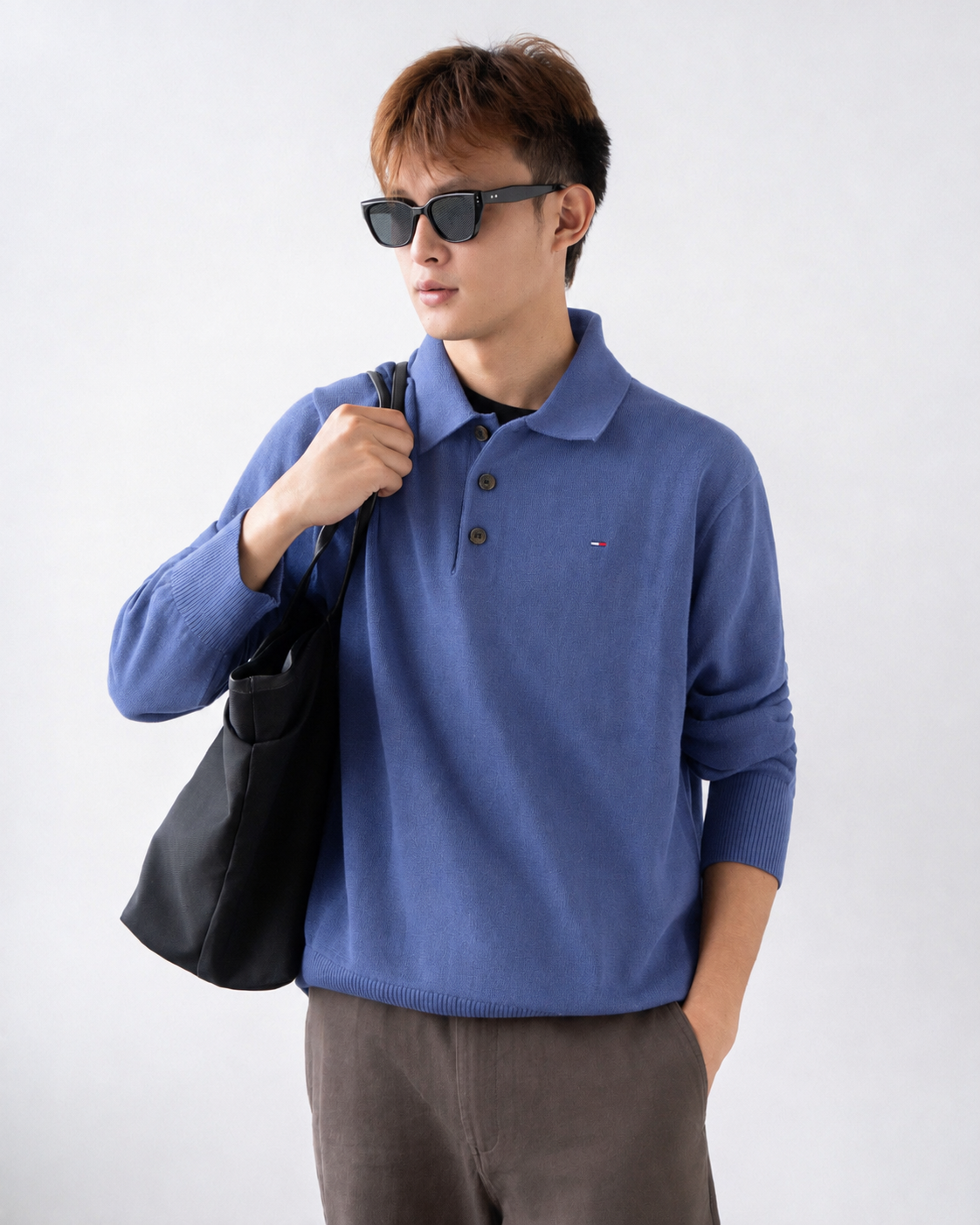TM BUTTON ICONIC LOGO POLO KNIT