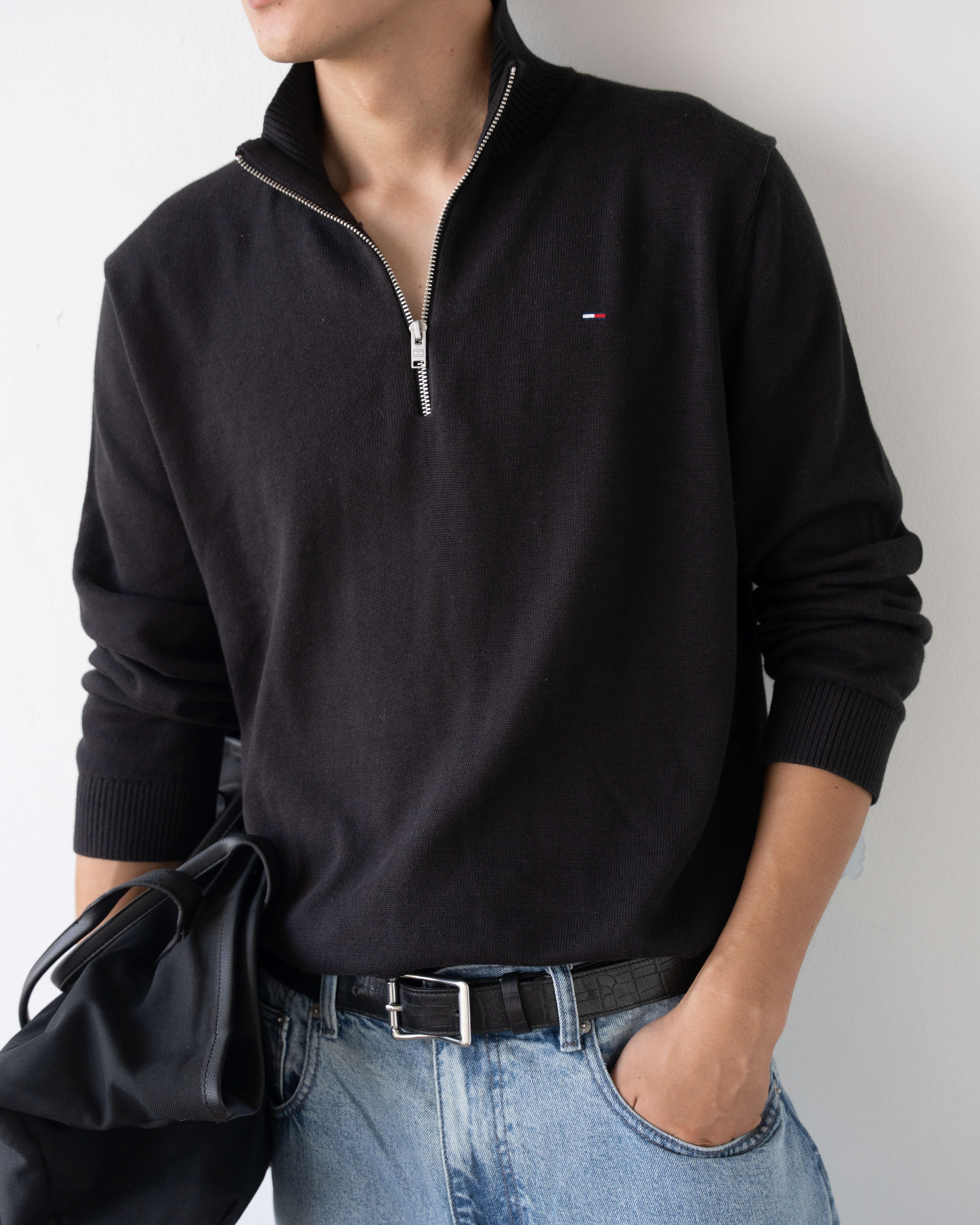 TM ICONIC LOGO HALF ZIP K.NIT