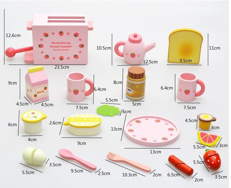 Set đồ chơi gỗ mô phỏng bữa ăn cho bé gái