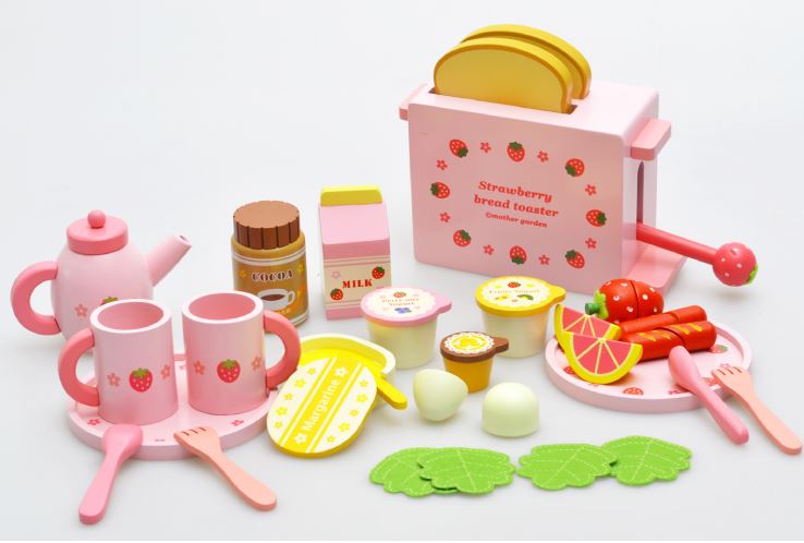 Set đồ chơi gỗ mô phỏng bữa ăn cho bé gái