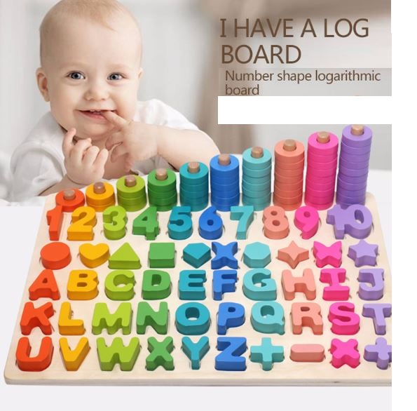 Đồ chơi Giáo dục - Bảng Chữ Cái, Chữ Số, Phép Tính kèm Cọc Tính và Hình Khối - Six in One Rainbow Digital Board