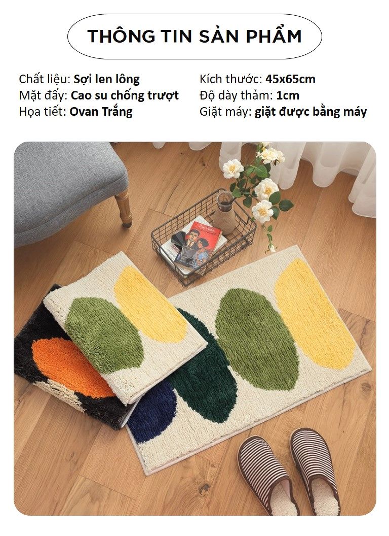 Thảm chùi chân, thảm nhà tắm, thảm cửa ra vào - Ovan Trắng