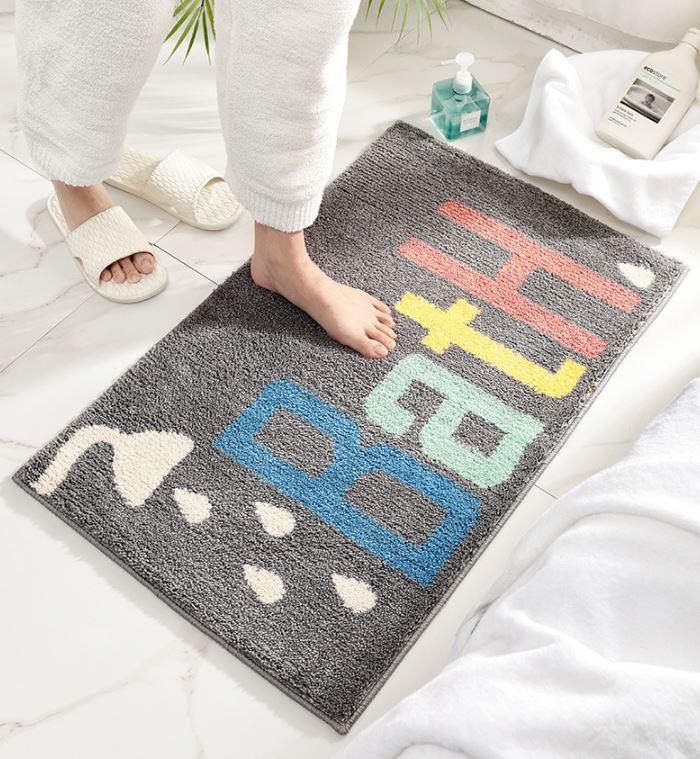 Thảm Lông chùi chân, thảm nhà tắm, thảm cửa ra vào - BATH Nền Xám