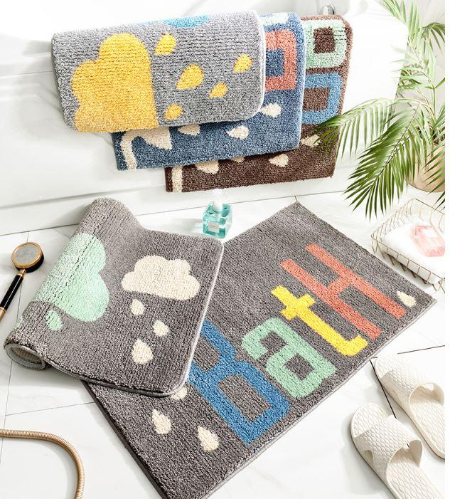 Thảm Lông chùi chân, thảm nhà tắm, thảm cửa ra vào - BATH Nền Xám