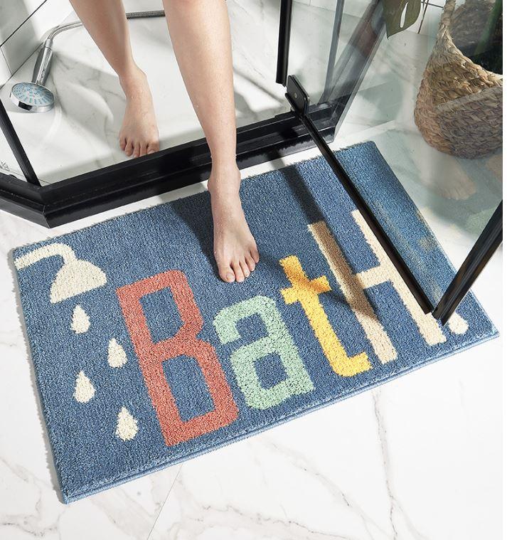 Thảm Lông chùi chân, thảm nhà tắm, thảm cửa ra vào - BATH Nền Xanh