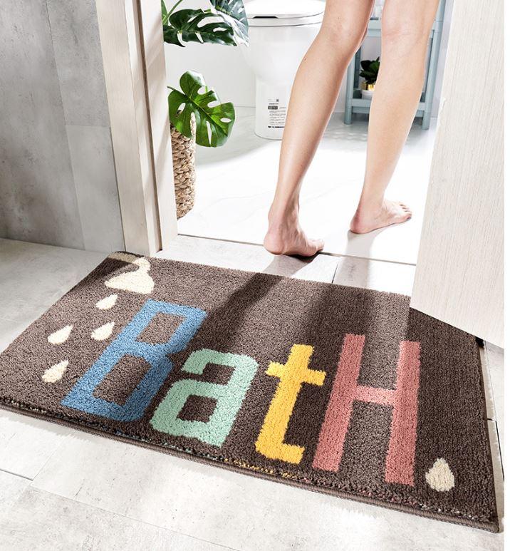 Thảm Lông chùi chân, thảm nhà tắm, thảm cửa ra vào - BATH Nền Xám