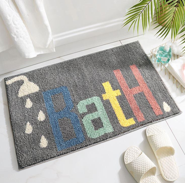 Thảm Lông chùi chân, thảm nhà tắm, thảm cửa ra vào - BATH Nền Xám