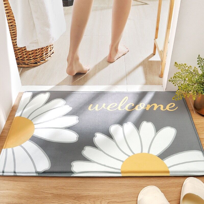 Thảm Lông chùi chân lớn 50x80cm, thảm nhà tắm, thảm cửa ra vào Cao Cấp - WELCOME NỀN XÁM