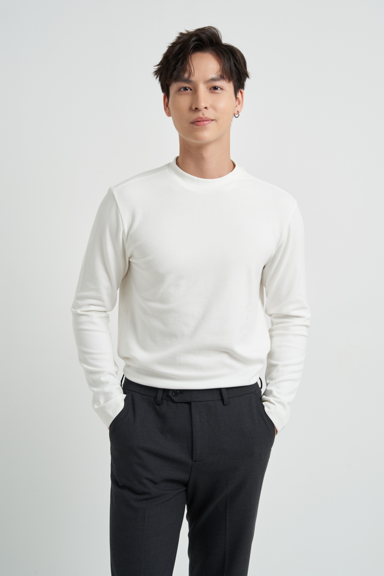 Áo Nỉ Giữ Nhiệt Slim 4054 - Trắng - XL