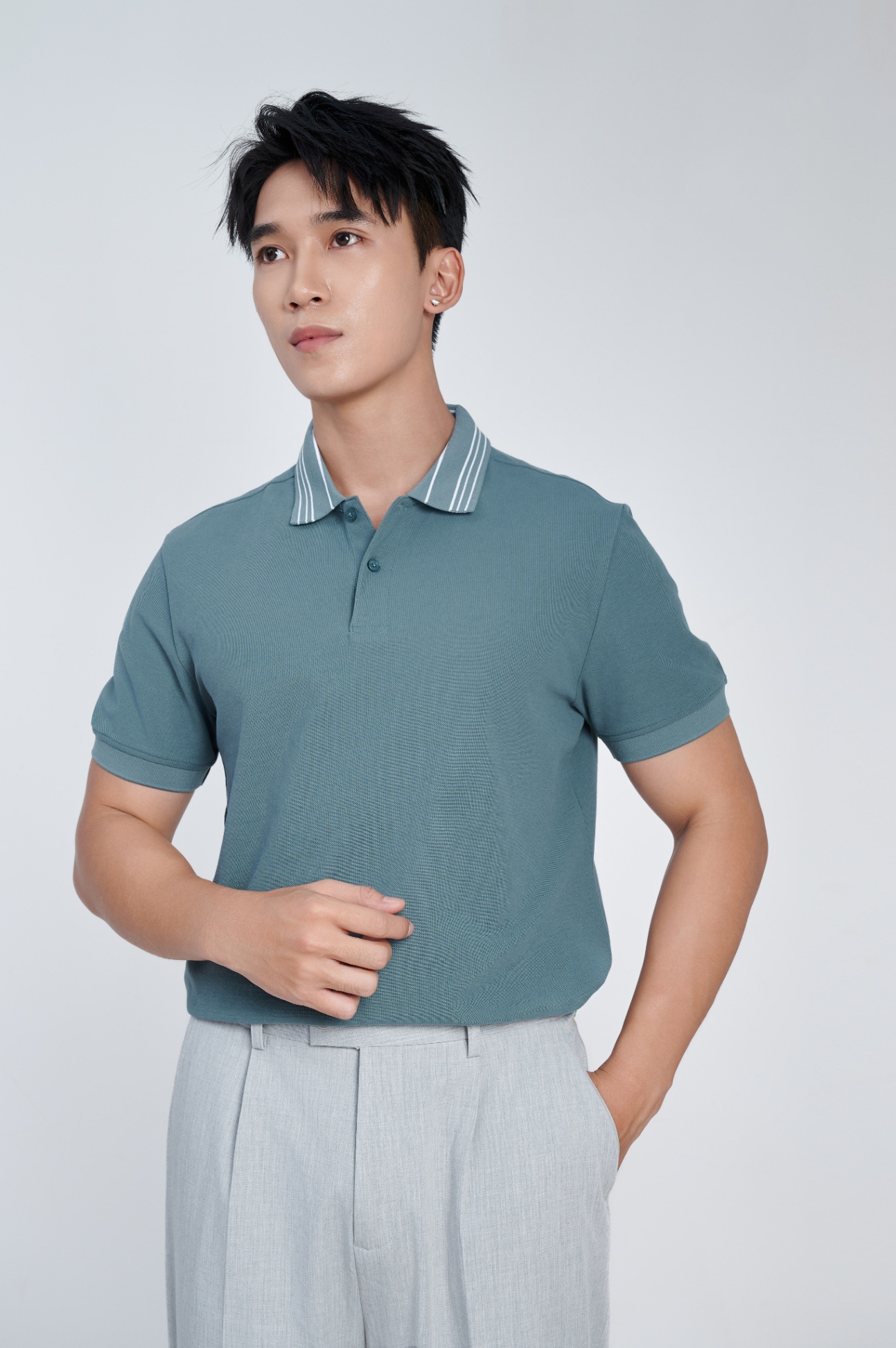 Áo Polo Fitted Cotton 2126 - Xanh - 2XL