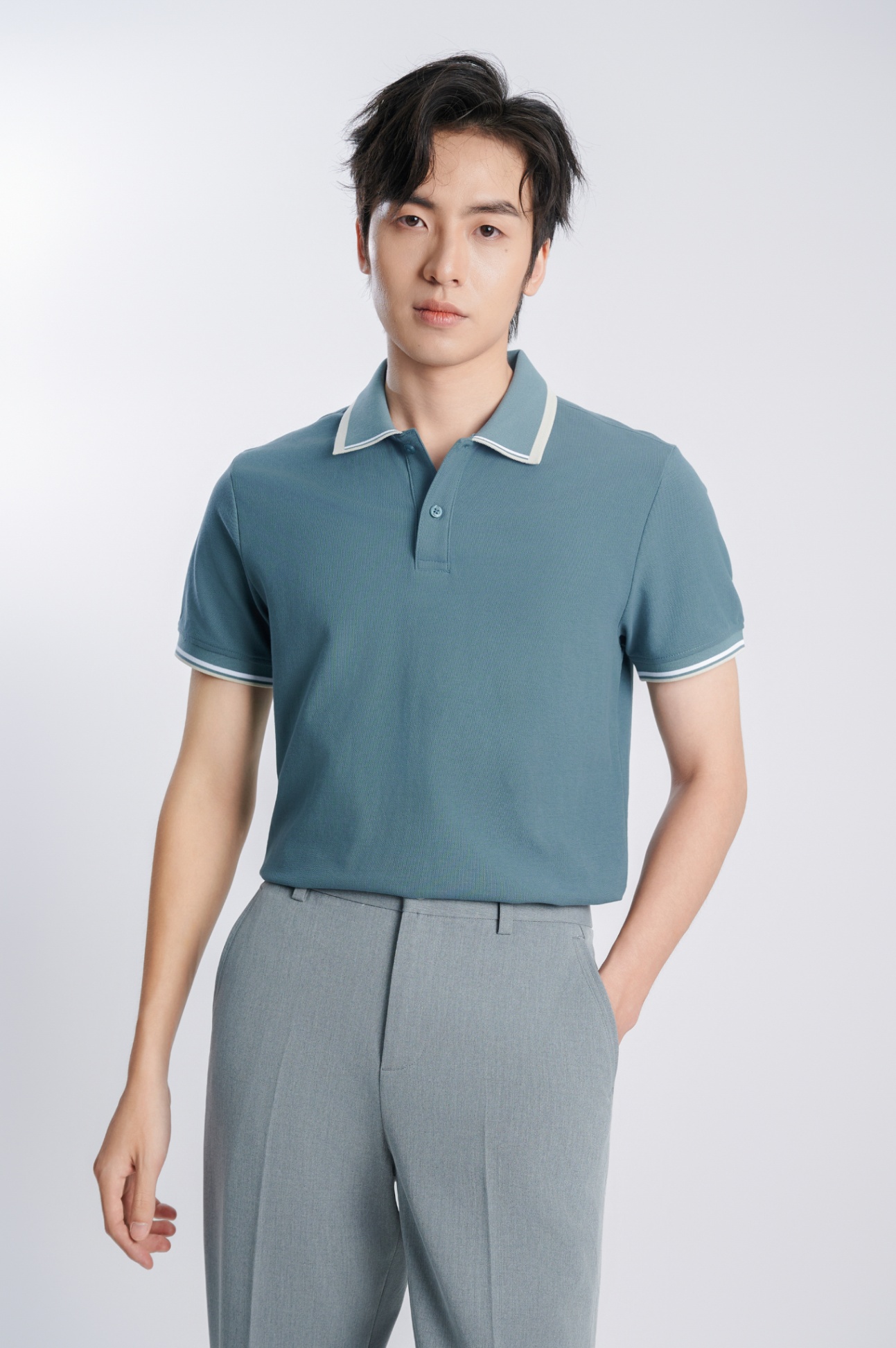 Áo Polo Fitted Cotton 2134 - Xanh - 2XL