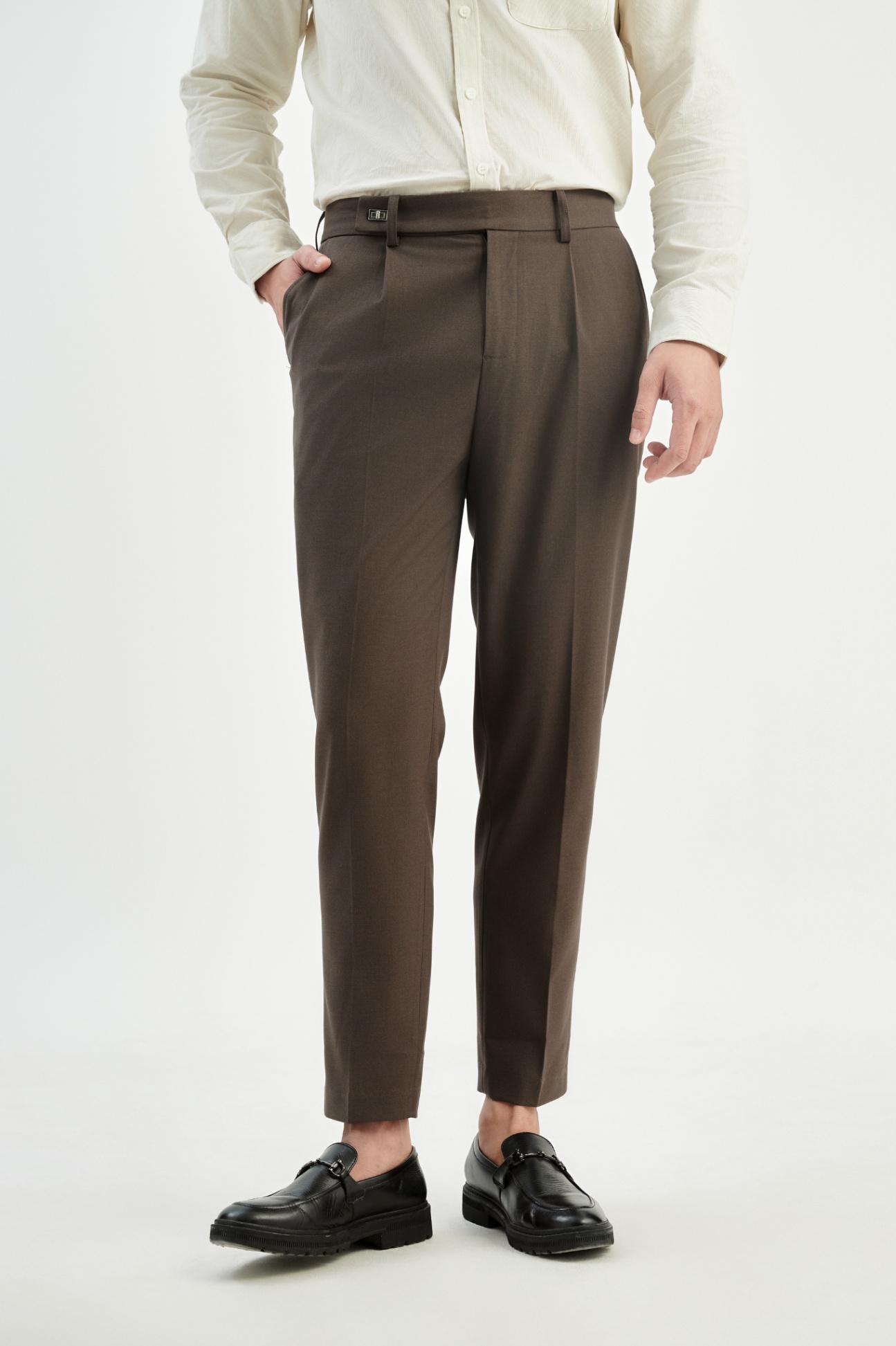Quần Âu Baggy Polyester 7087 - Nâu - 34