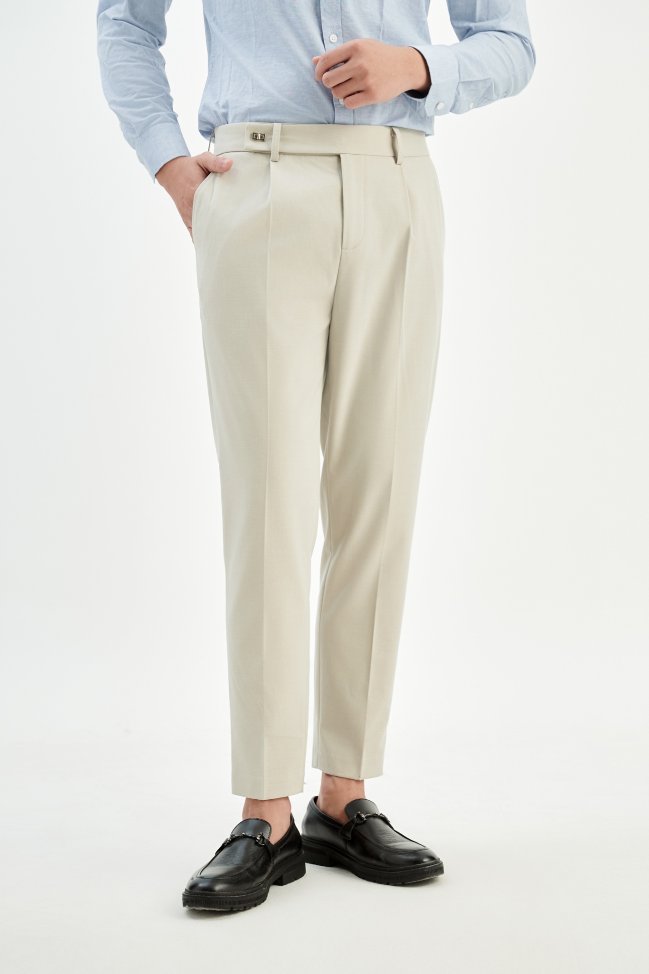 Quần Âu Baggy Polyester 7087 - Be - 34