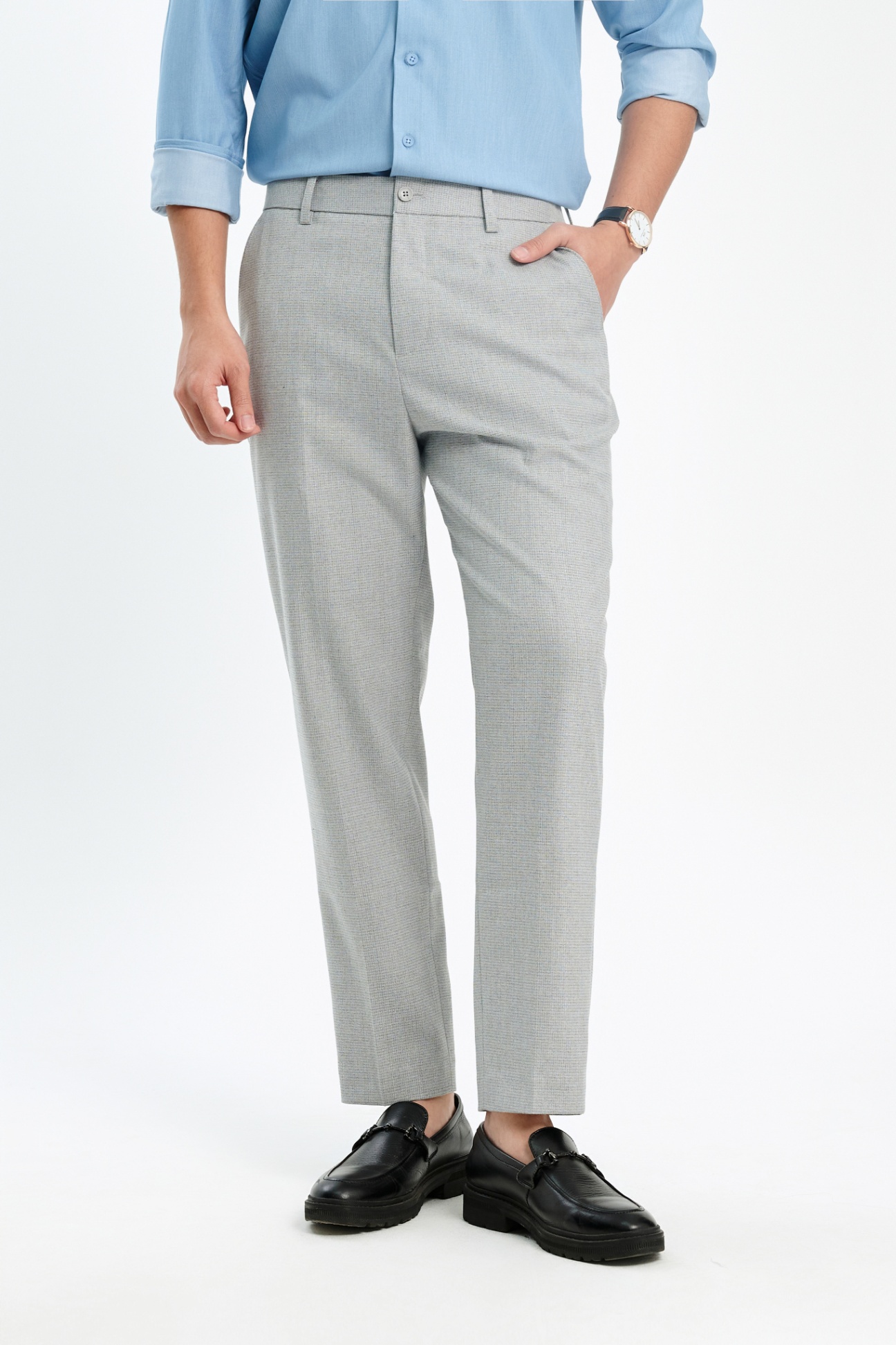 Quần Âu Carrot Polyester 7119 - Ghi - 34