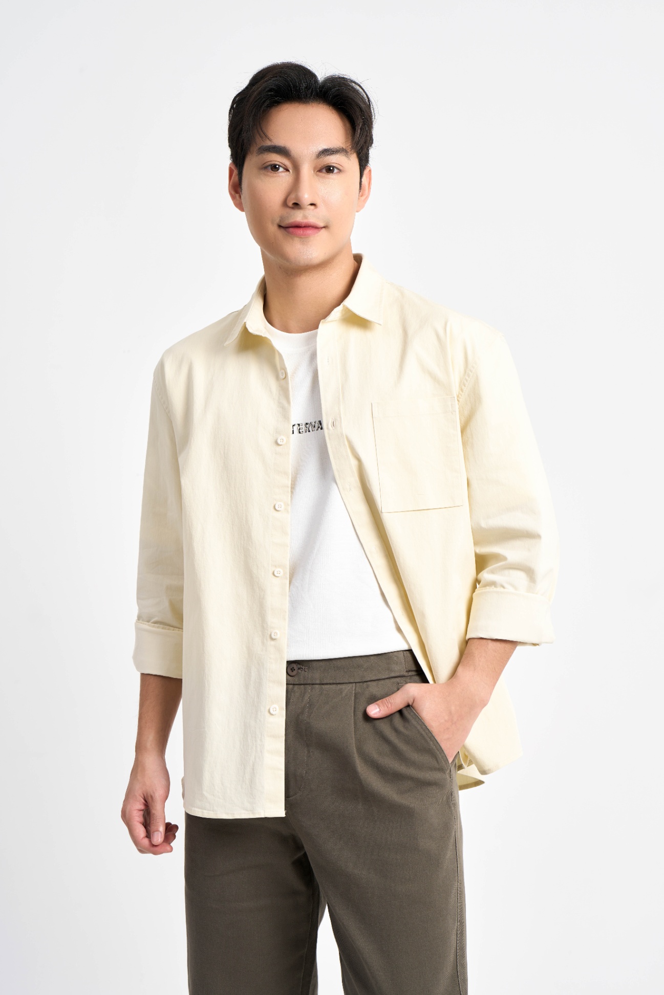 Áo Sơ Mi Cổ Đức Dài Tay Classic 3192 - Be - 2XL