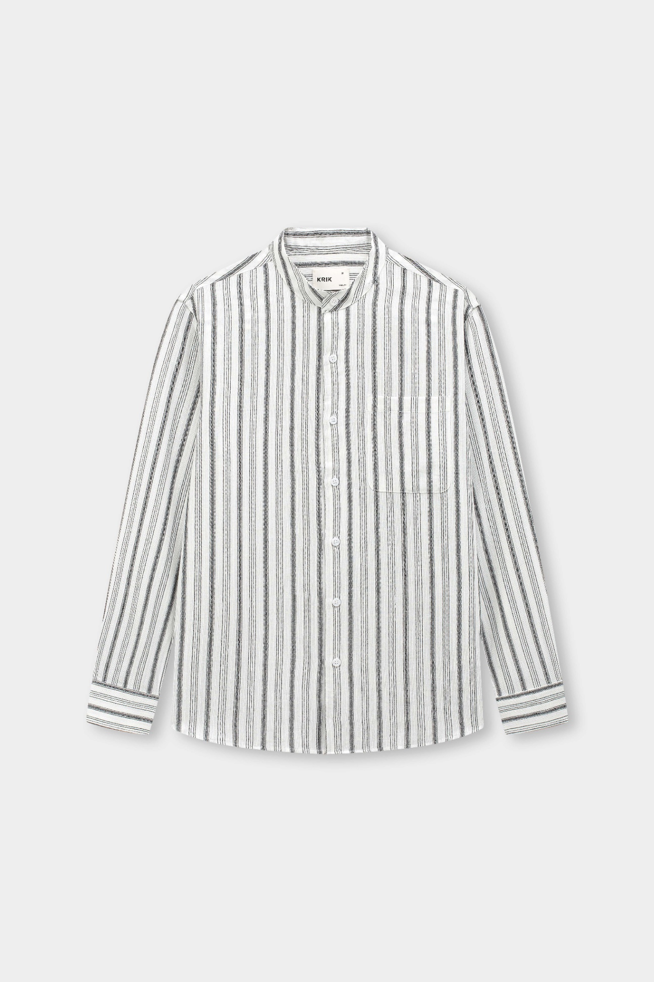 Áo Sơ Mi Kẻ Cổ Tàu Dài Tay Regular 3221 - Đen - 2XL