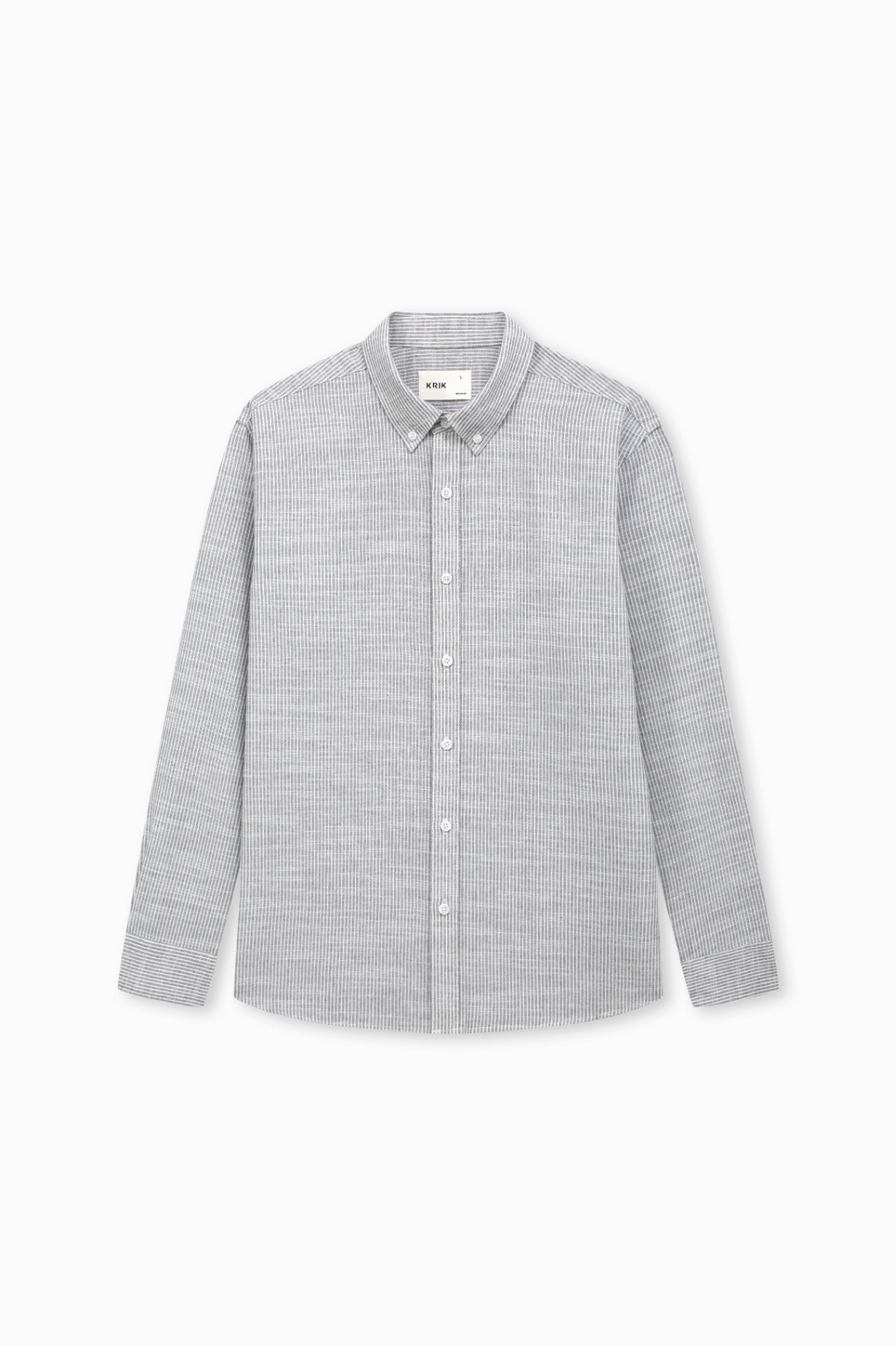 Áo Sơ Mi Kẻ Cổ Đức Dài Tay Regular 3226 - Ghi - 2XL