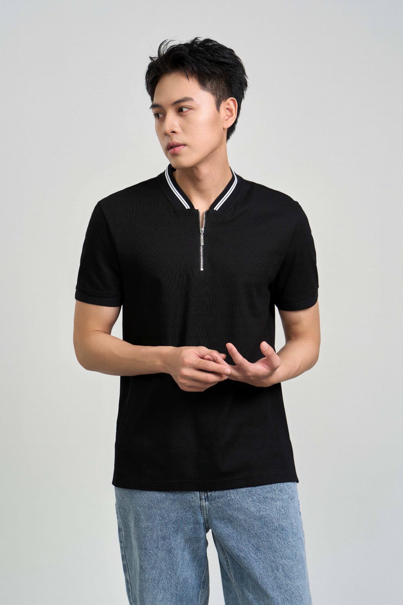 Áo Polo Cổ Tàu Regular 2180 - Đen - 2XL