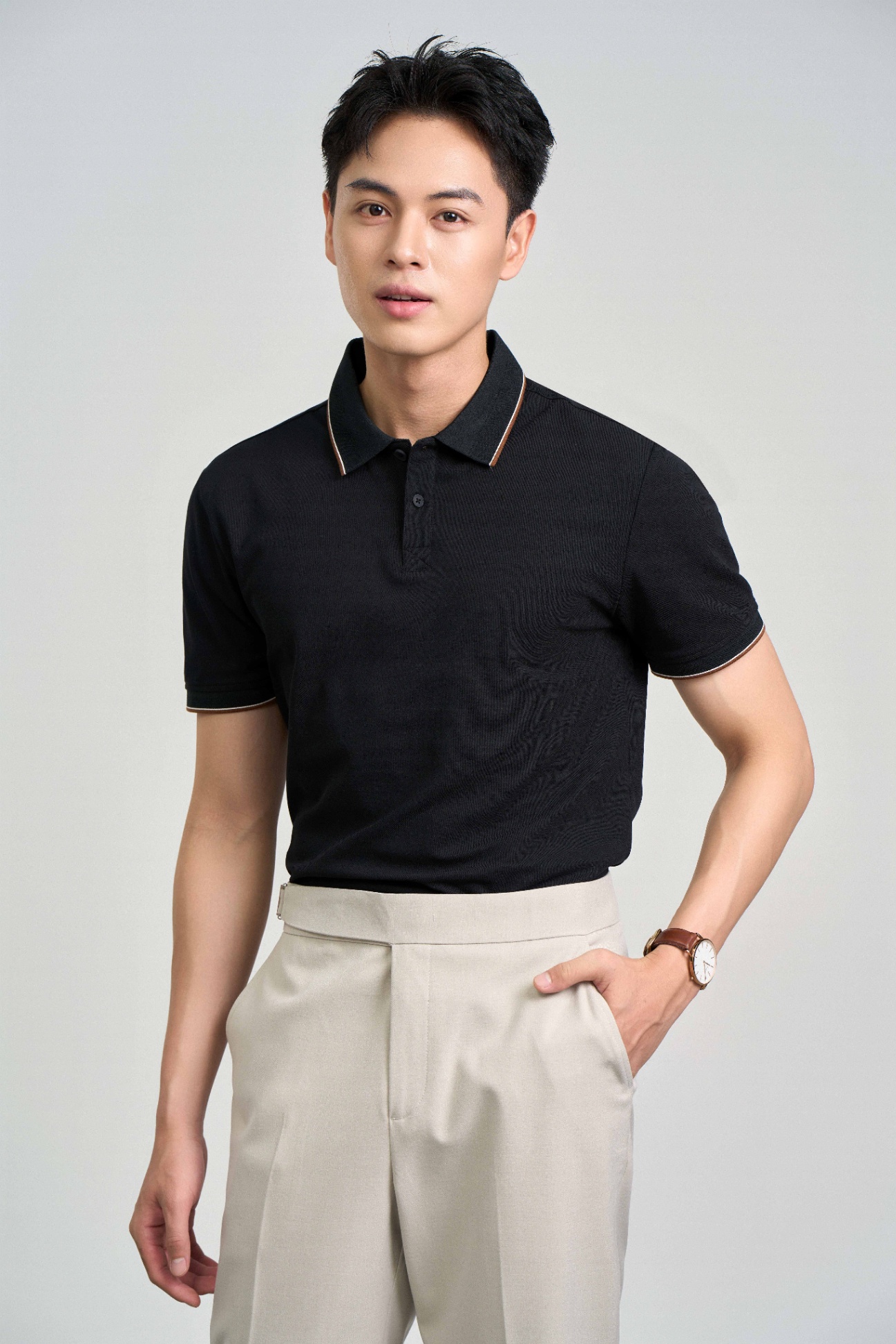 Áo Polo Cổ Đức Regular 2185 - Đen - 2XL