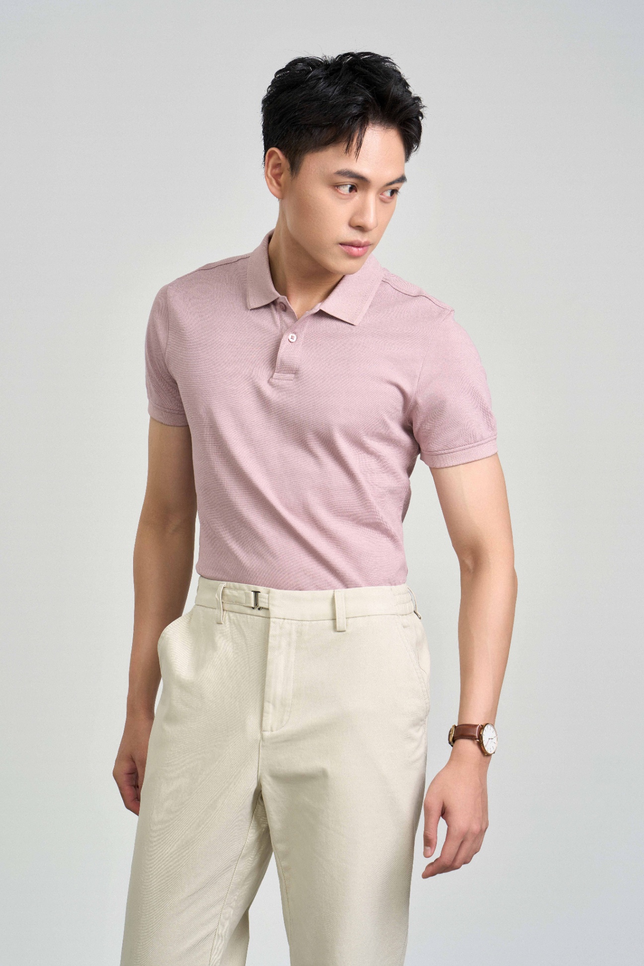 Áo Polo Cổ Đức Fitted Cotton 2231 - Hồng - 2XL