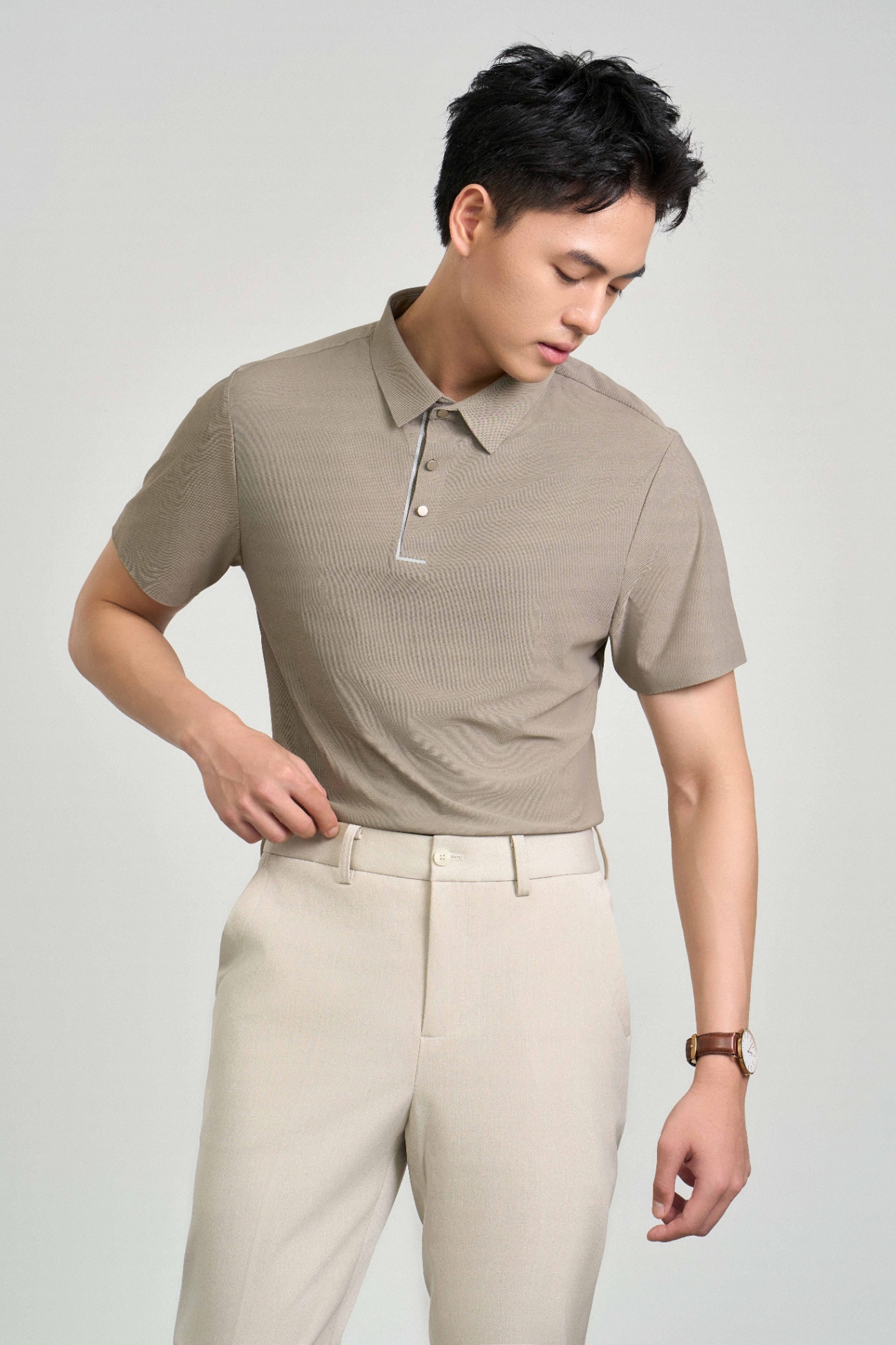 Áo Polo Cổ Đức Fitted 2206 - Nâu - 2XL