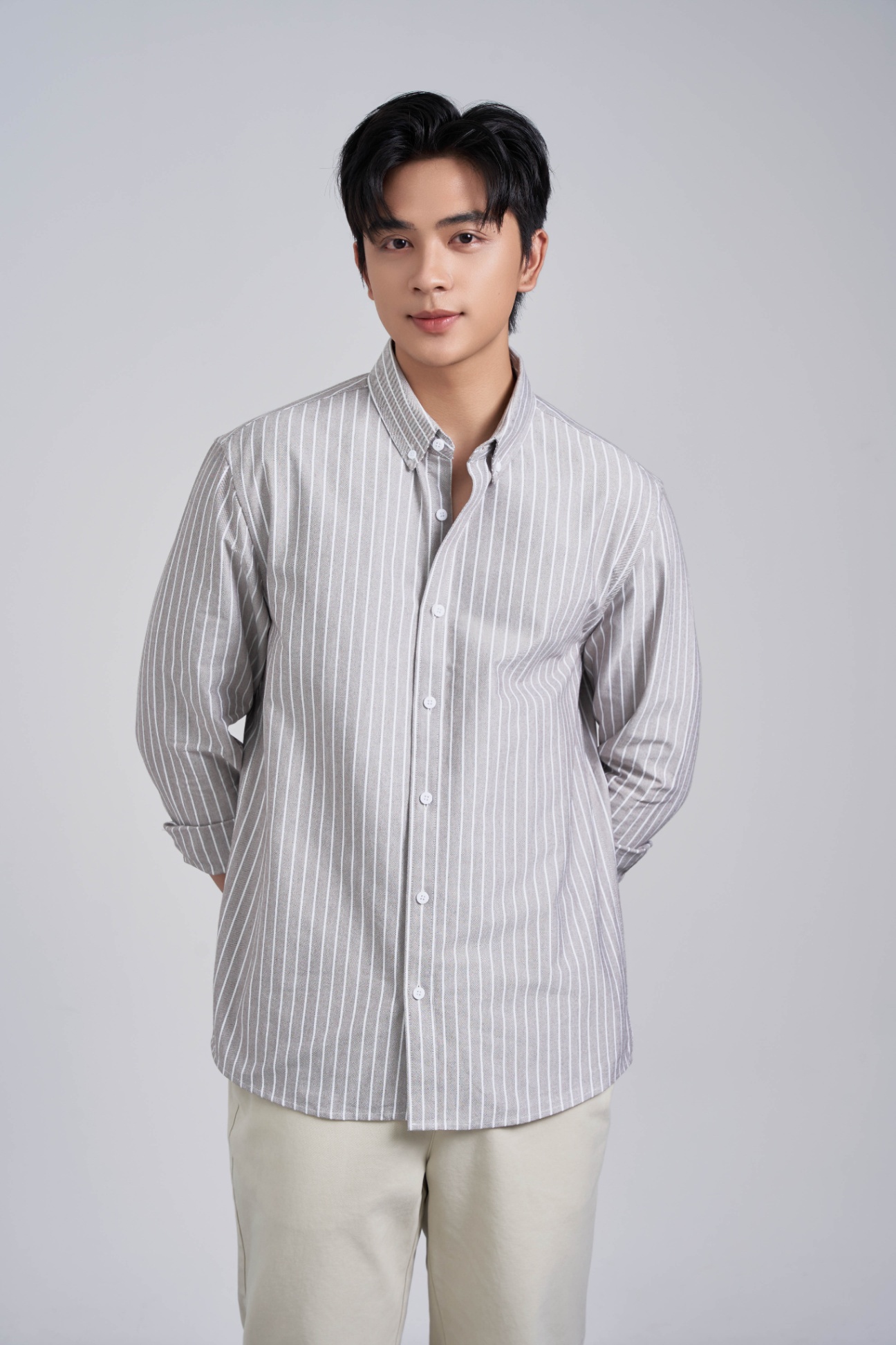 Áo Sơ Mi Kẻ Cổ Đức Dài Tay Regular 3207 - Nâu - 2XL