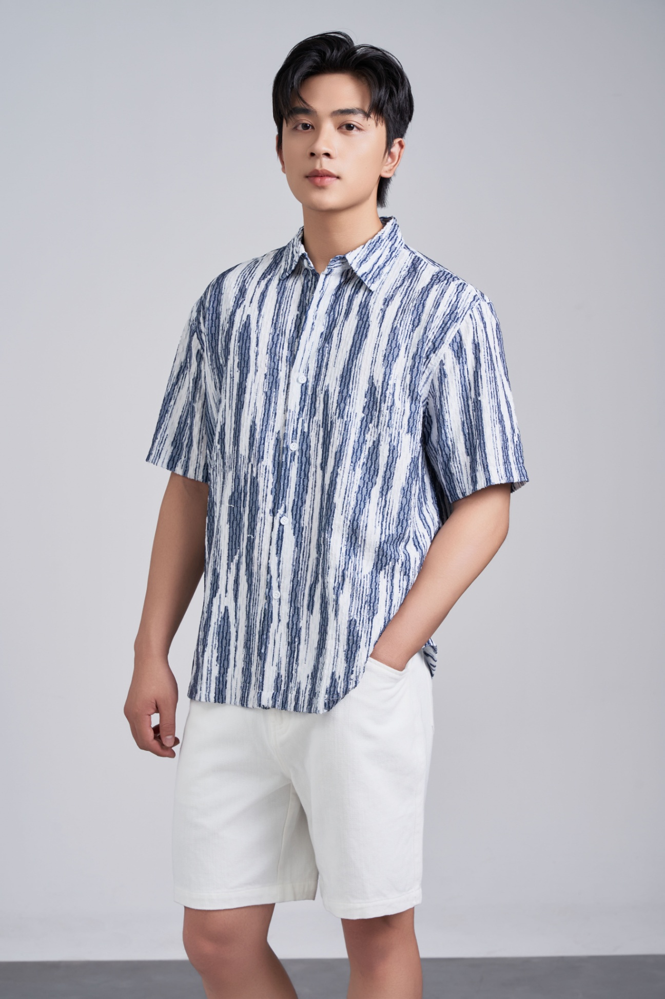 Áo Sơ Mi Hoa Cổ Đức Cộc Tay Classic 3198 - Ghi - 2XL