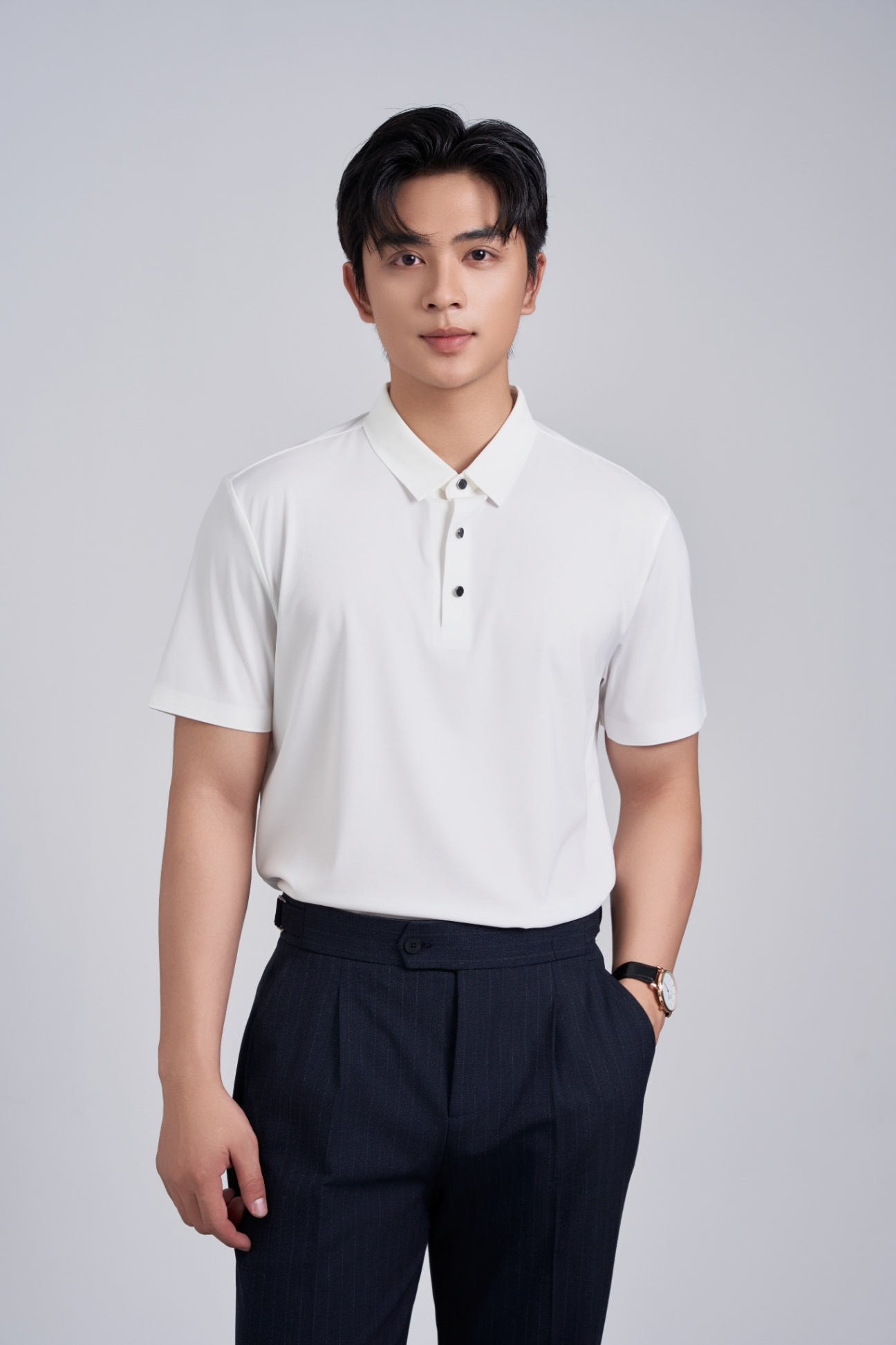 Áo Polo Cổ Đức Fitted 2218 - Trắng - 2XL