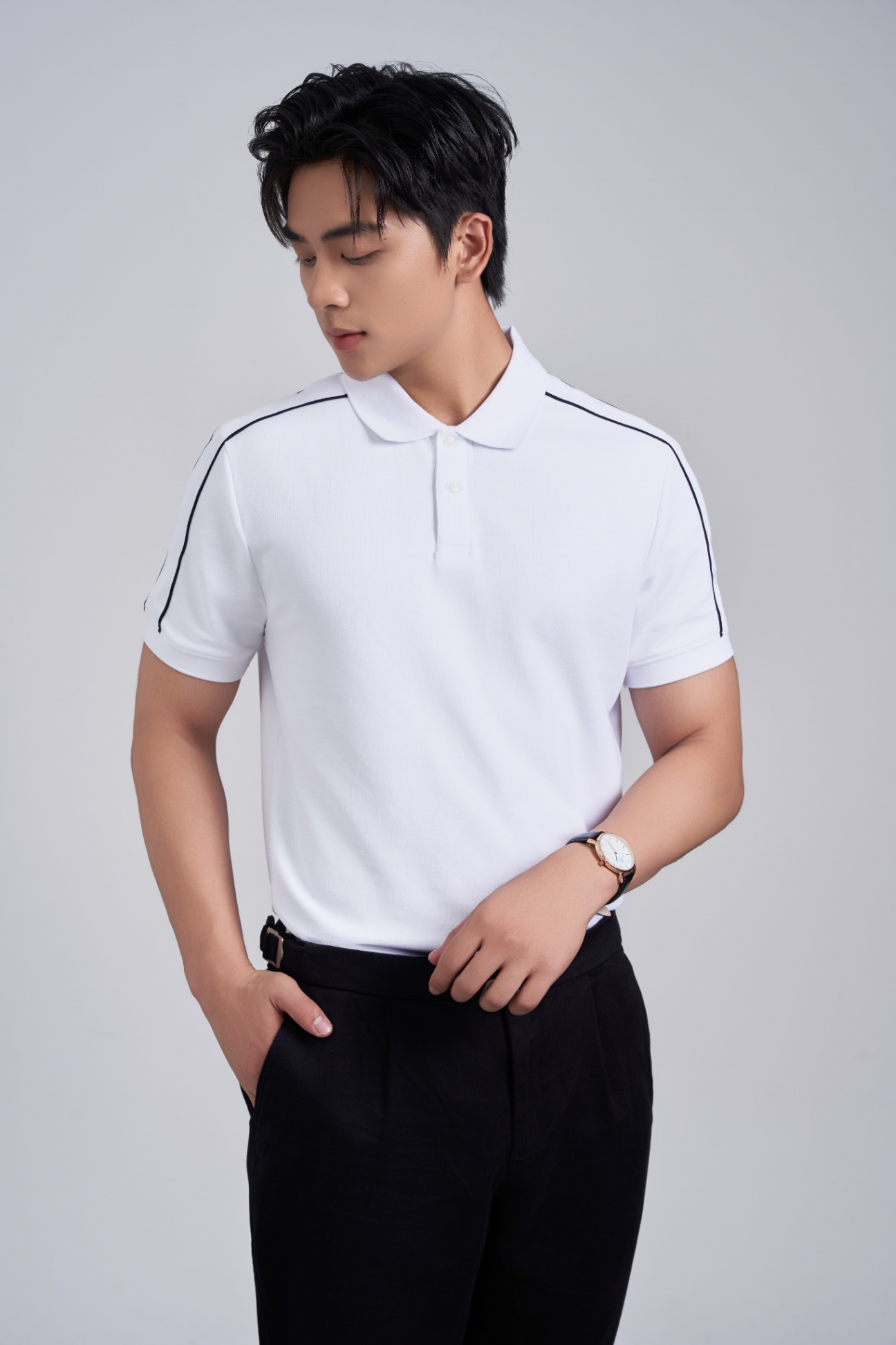 Áo Polo Cổ Đức Fitted 2200 - Trắng - 2XL