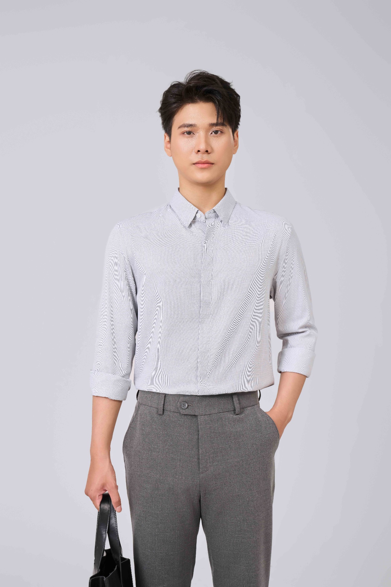 Áo Sơ Mi Kẻ Cổ Đức Dài Tay Slim 3239 - Đen - 2XL