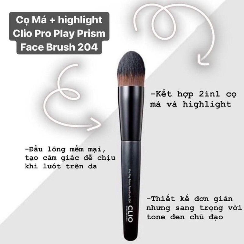 Cọ Phấn Má + Highlight Clio Pro Play Prism Face Brush 204