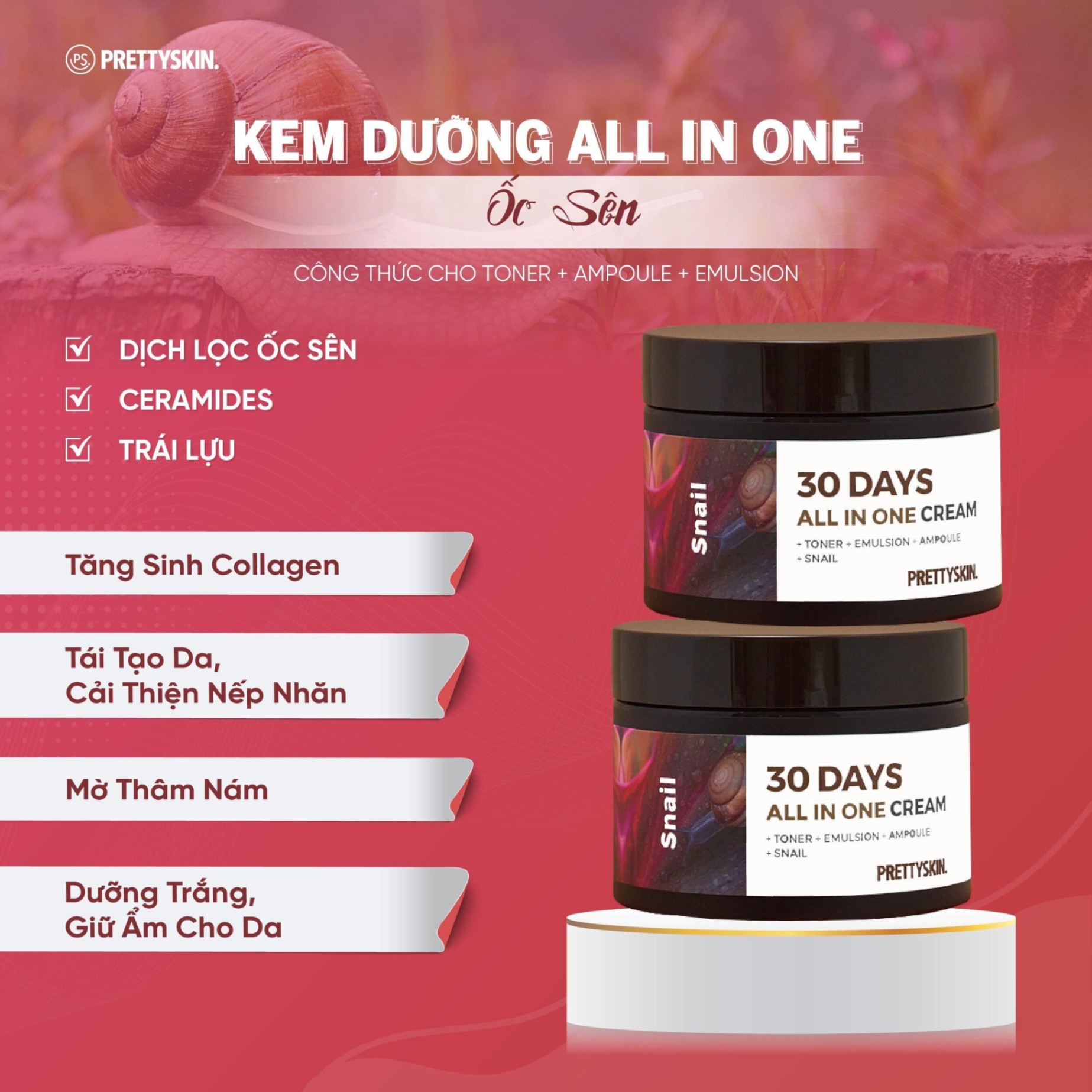 KEM DƯỠNG DA PRETTYSKIN 30 DAYS ALL IN ONE