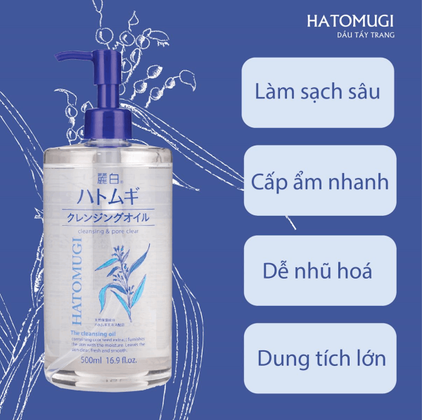 TẨY TRANG HATOMUGI 500ML