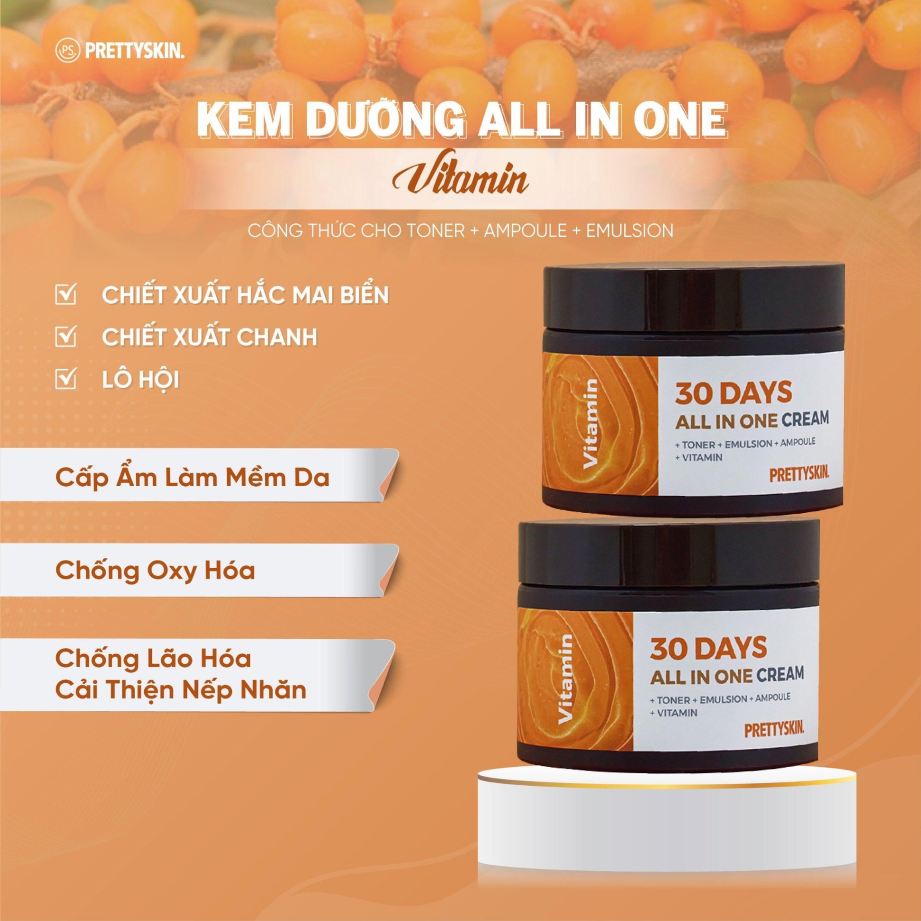 KEM DƯỠNG DA PRETTYSKIN 30 DAYS ALL IN ONE