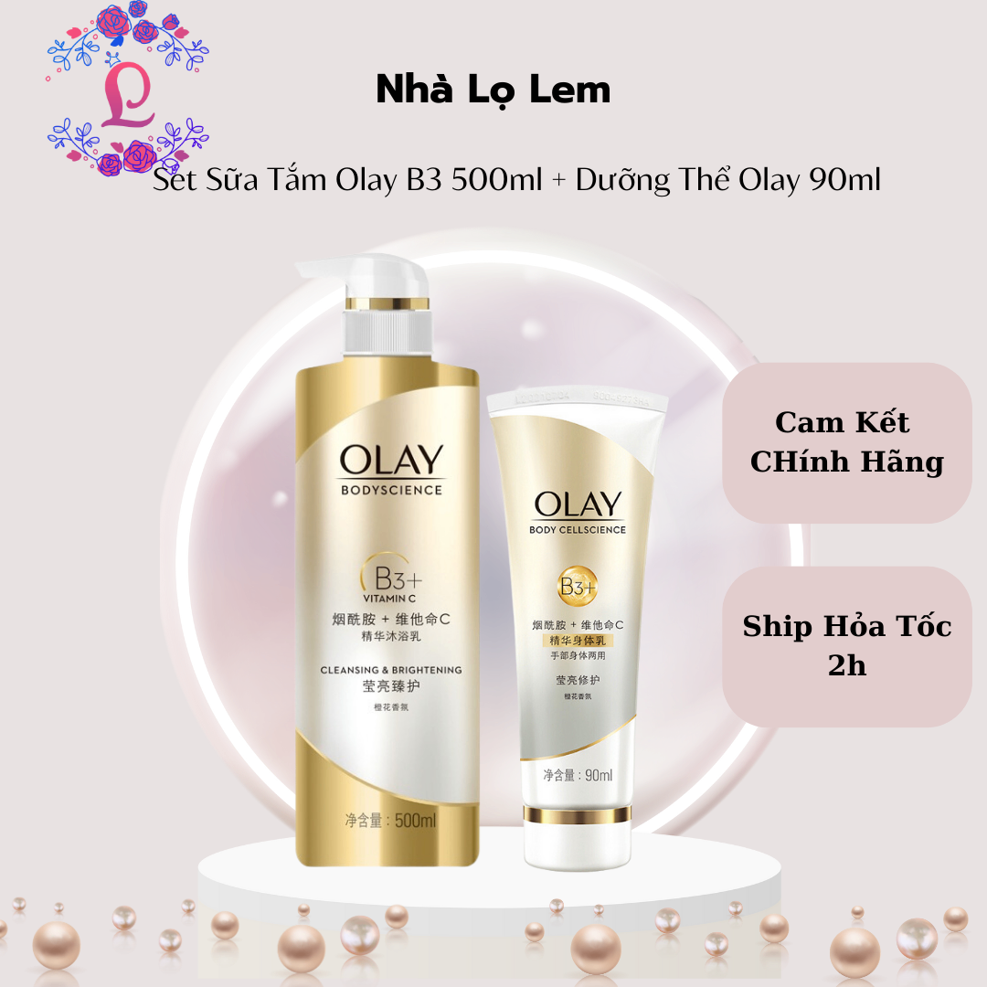 Sét sữa tắm OLAY B3+ 500ML kèm Sữa Dưỡng Thể Olay B3+ 90ml