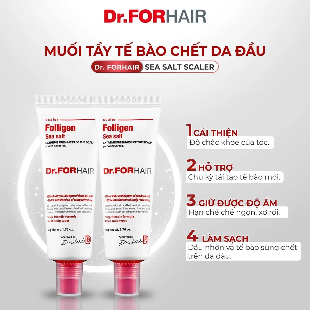 MUỐI TẨY DA CHẾT CHO DA ĐẦU DR. FORHAIR FOLLIGEN SEA SALT 50G