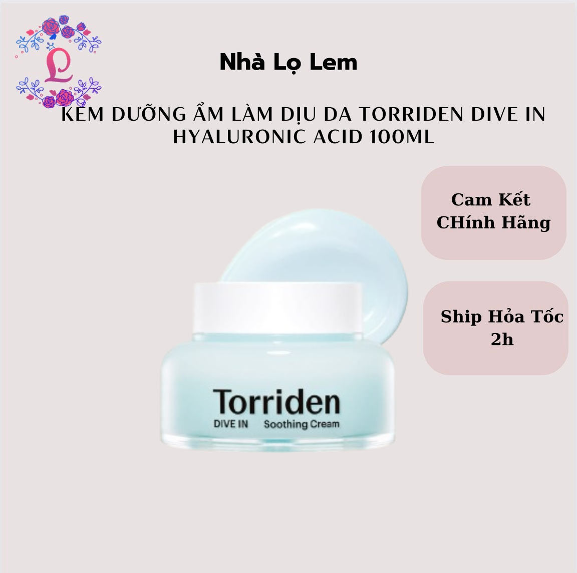 KEM DƯỠNG ẨM LÀM DỊU DA TORRIDEN DIVE IN HYALURONIC ACID 100ML