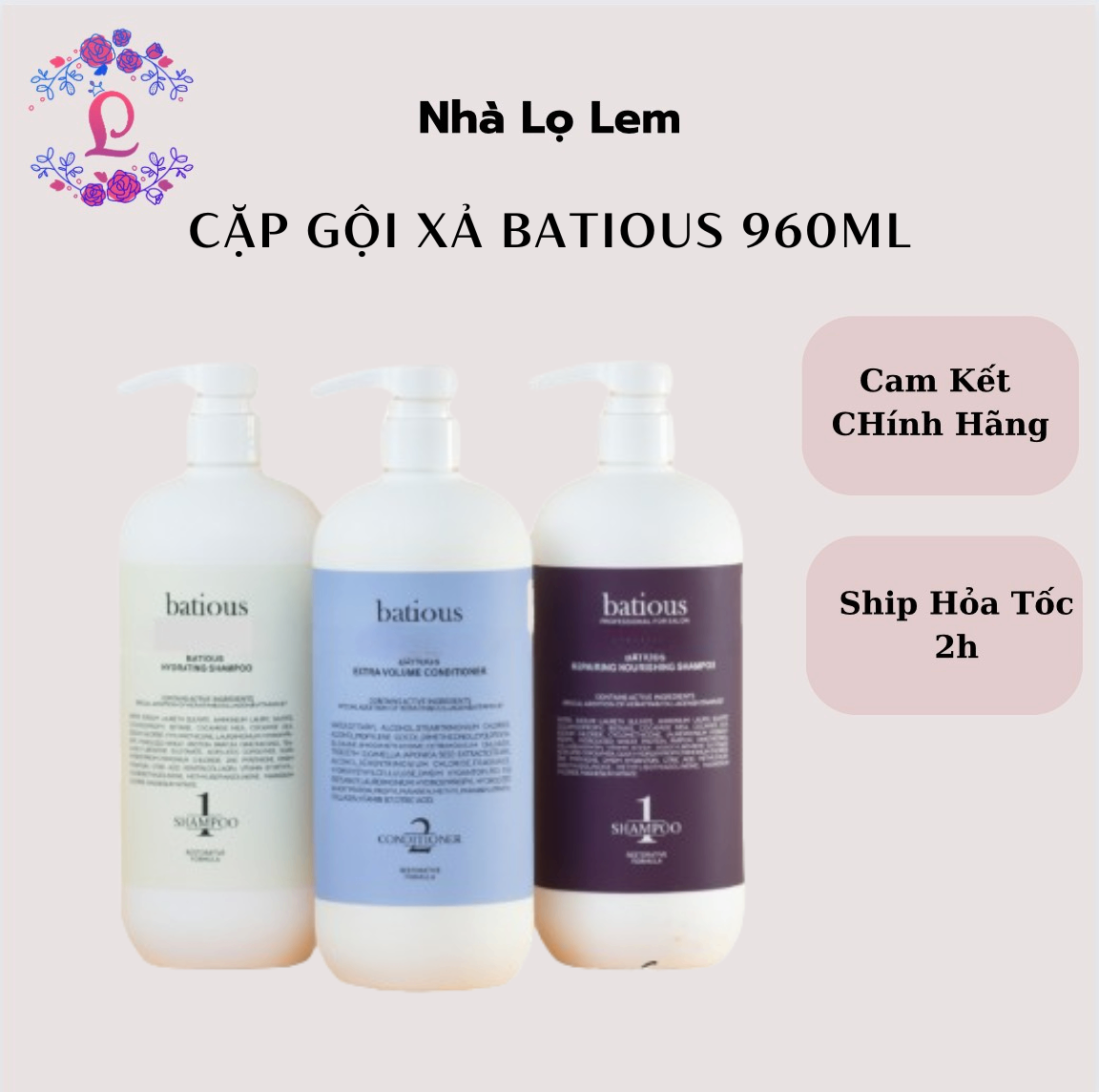 CẶP GỘI XẢ BATIOUS 960ML