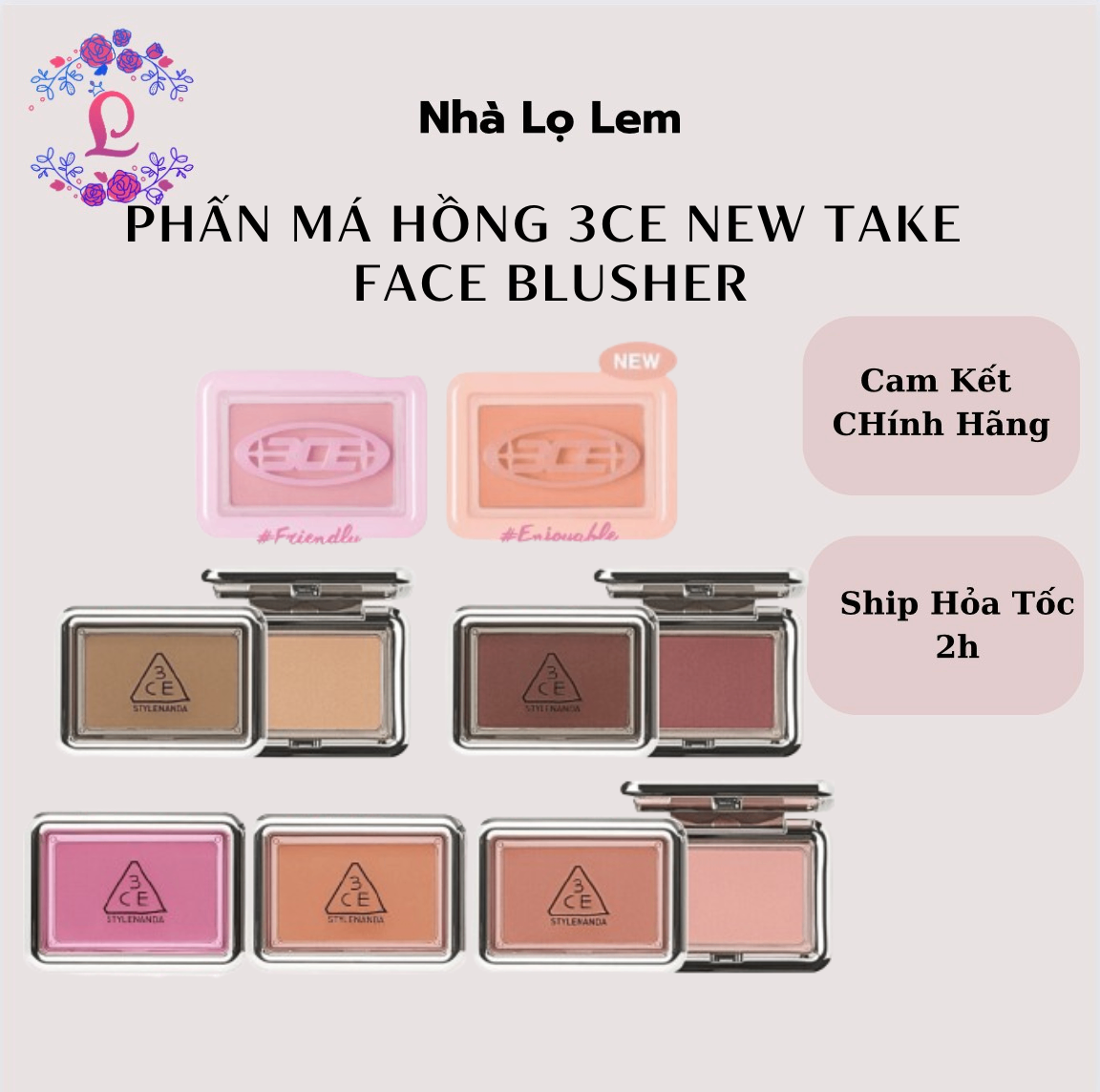 PHẤN MÁ HỒNG 3CE NEW TAKE FACE BLUSHER