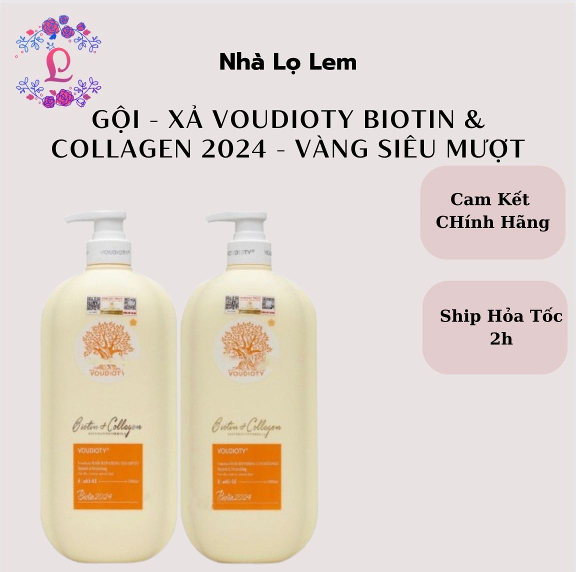 GỘI - XẢ VOUDIOTY BIOTIN & COLLAGEN 2024 - VÀNG SIÊU MƯỢT