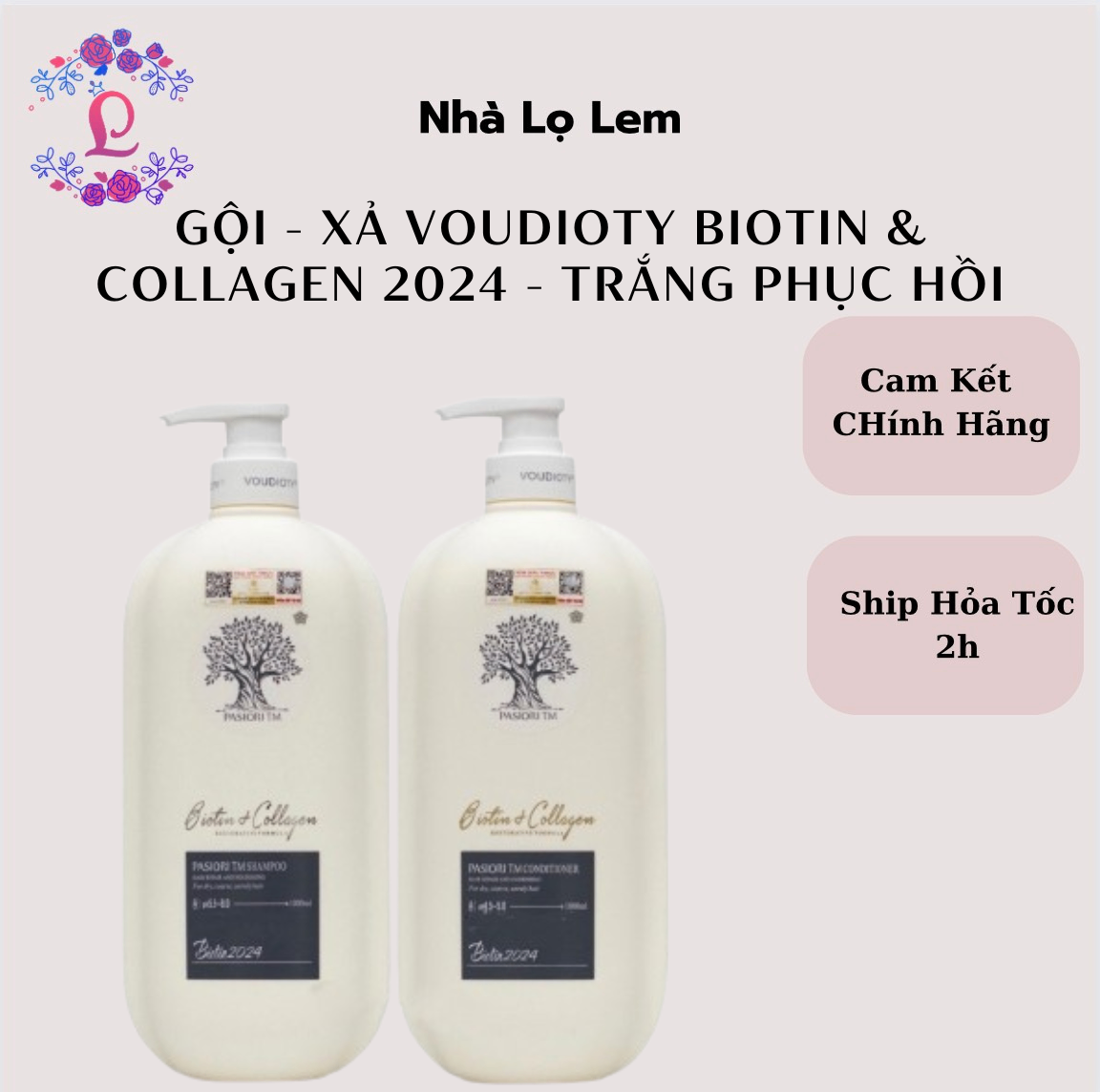 GỘI - XẢ VOUDIOTY BIOTIN & COLLAGEN 2024 - TRẮNG PHỤC HỒI